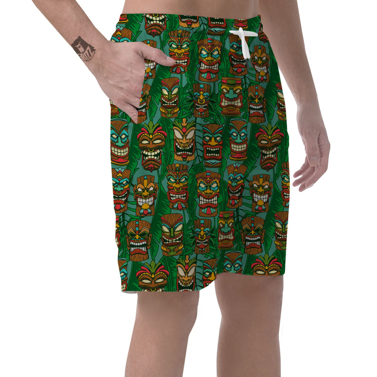 Tiki Hawaiian Print Pattern Men's Shorts-grizzshop