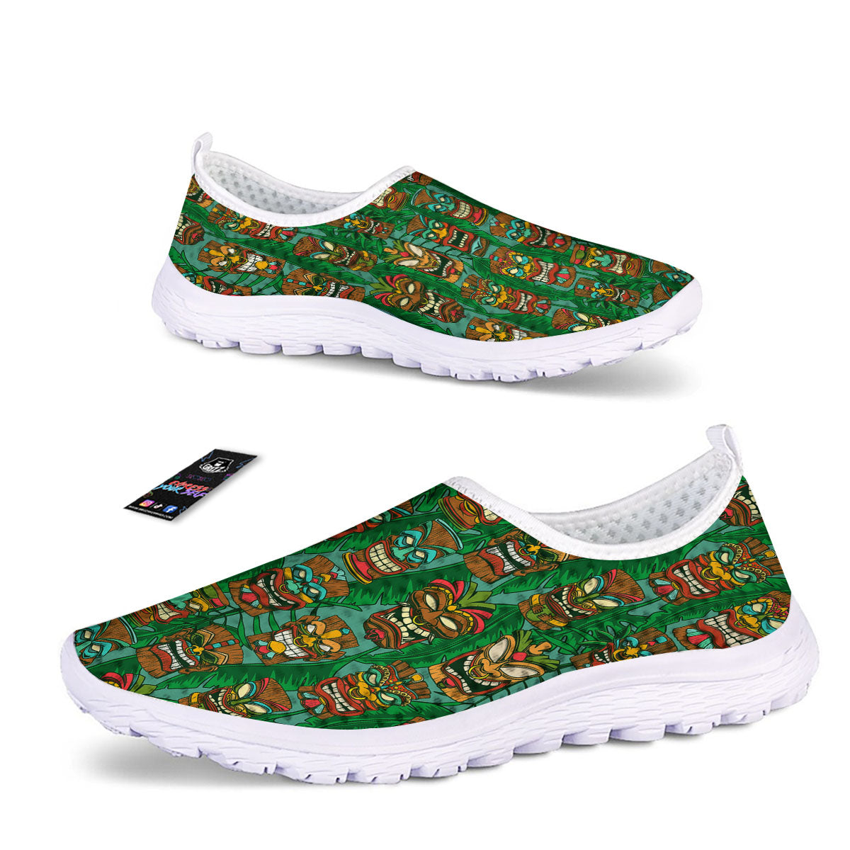 Tiki Hawaiian Print Pattern Nurse Shoes-grizzshop