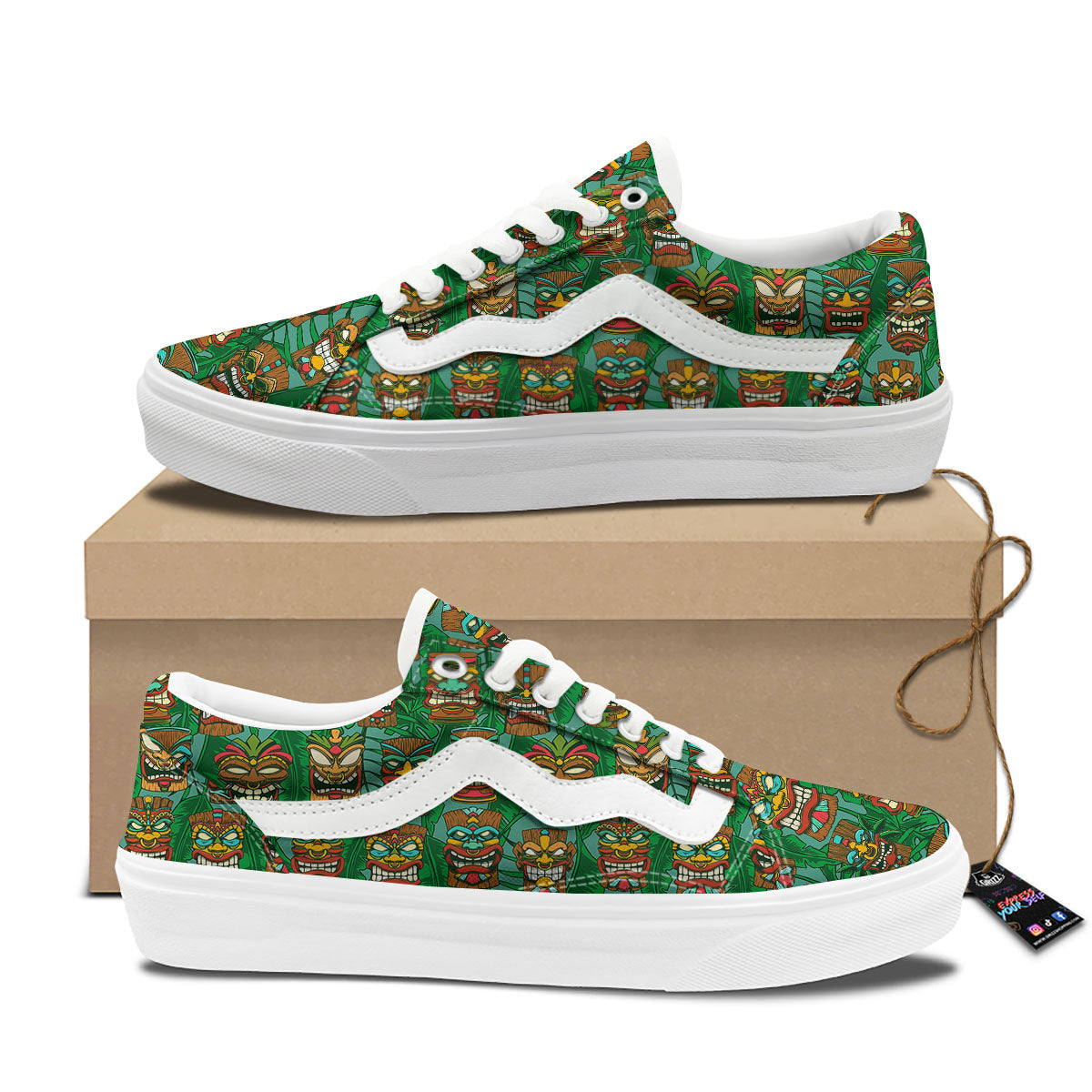Tiki Hawaiian Print Pattern Skate Shoes-grizzshop