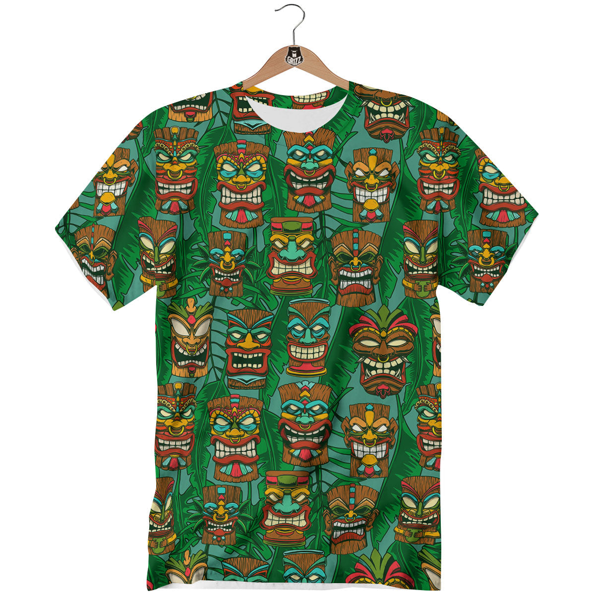 Tiki Hawaiian Print Pattern T-Shirt-grizzshop