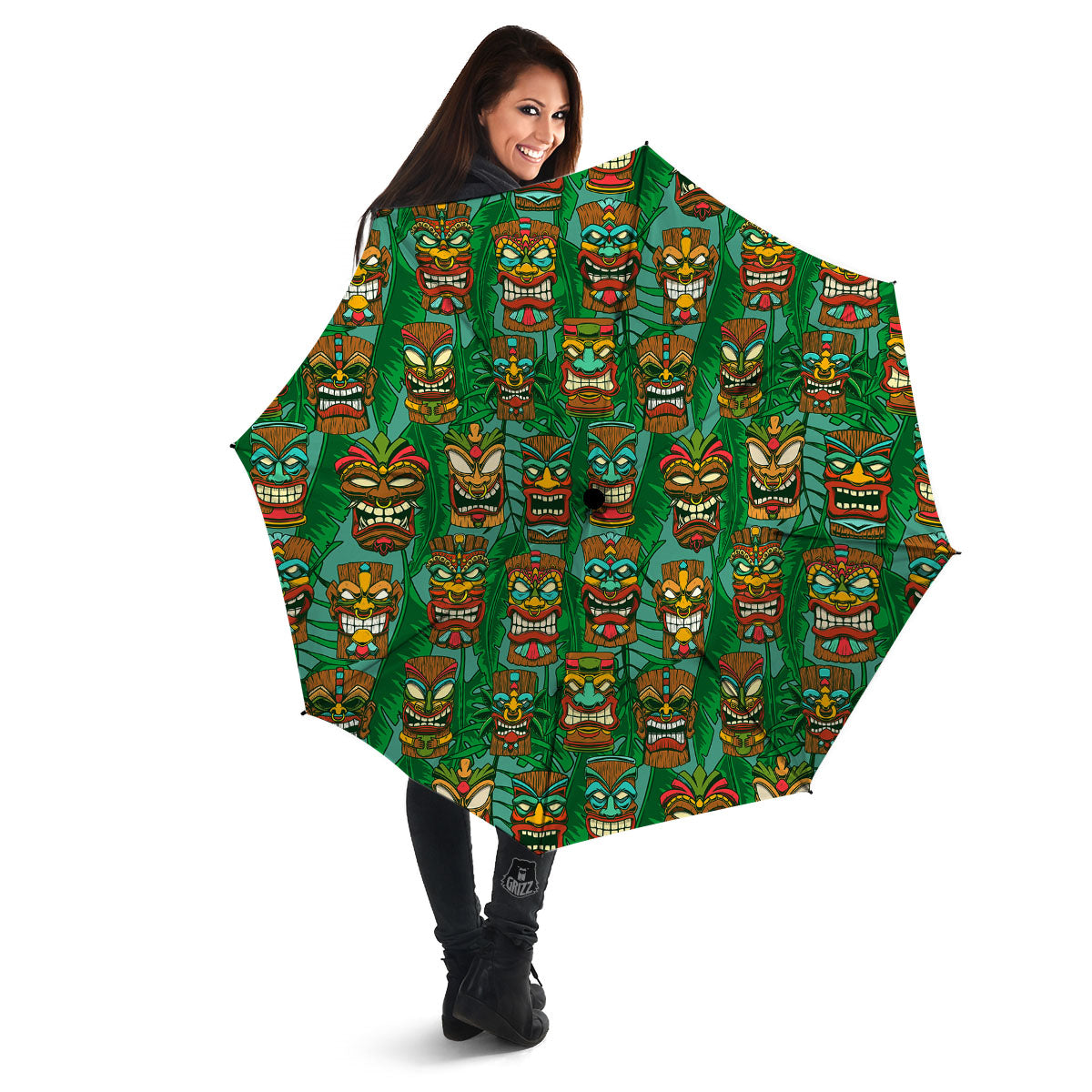 Tiki Hawaiian Print Pattern Umbrella-grizzshop