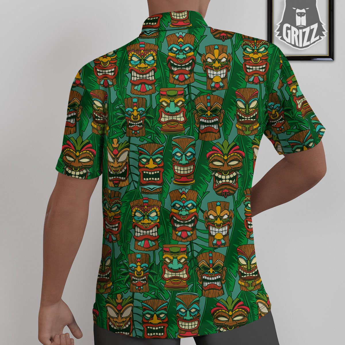 Tiki Hawaiian Print Pattern Untucked Shirts-grizzshop