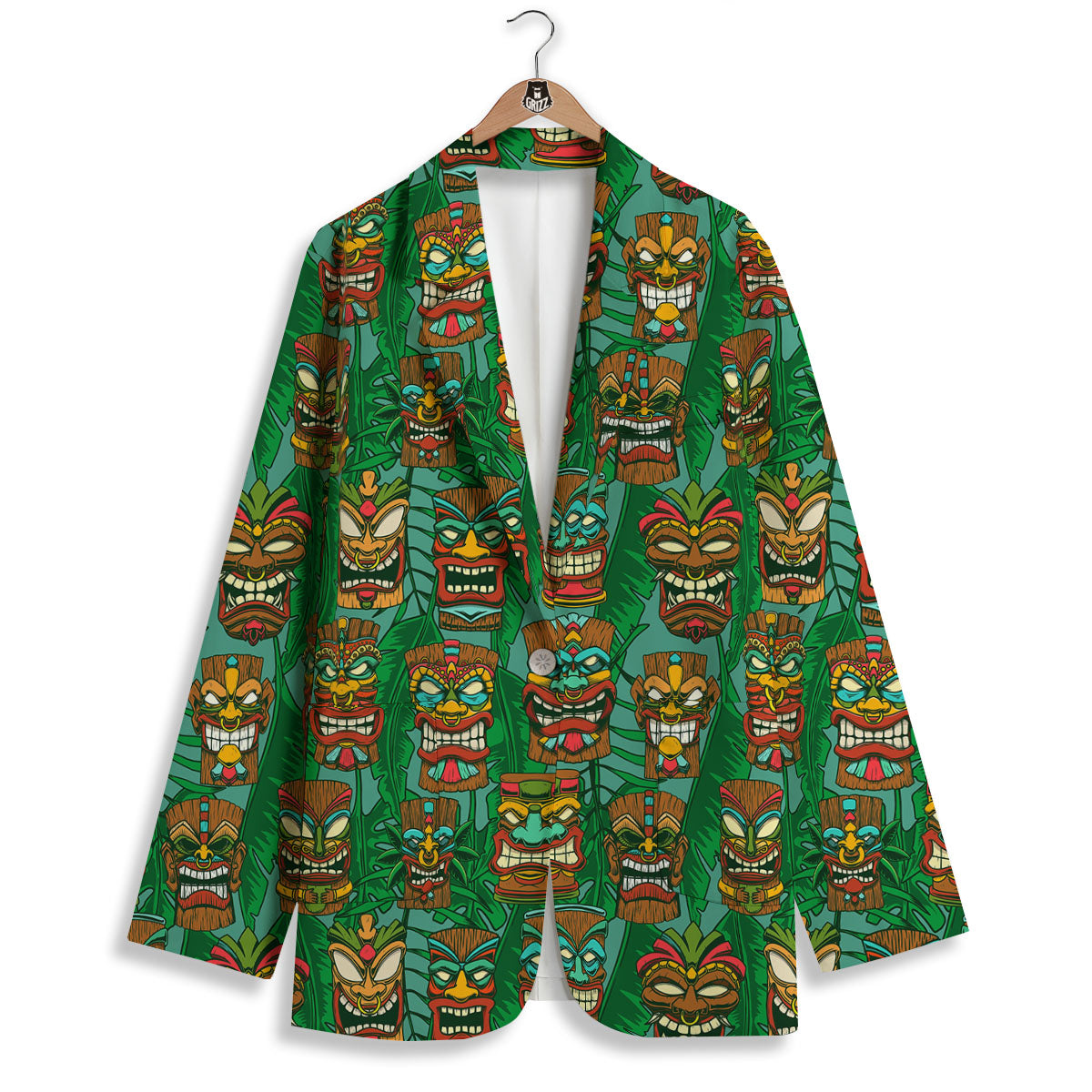 Tiki Hawaiian Print Pattern Women's Blazer-grizzshop