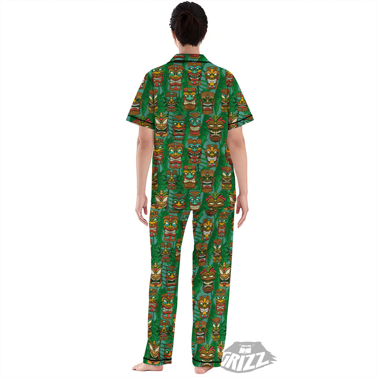 Tiki Hawaiian Print Pattern Women's Pajamas Set-grizzshop