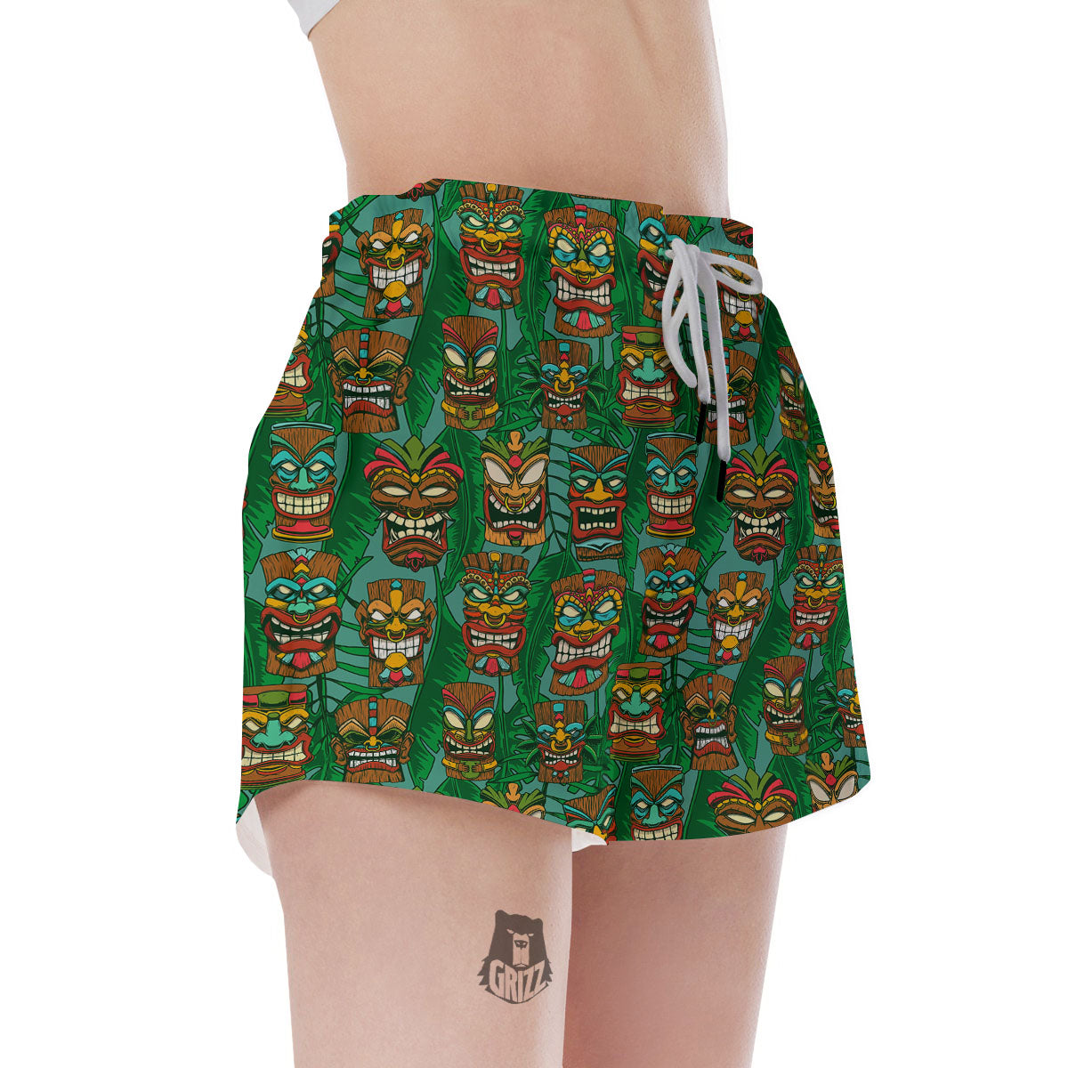 Tiki Hawaiian Print Pattern Women's Shorts-grizzshop