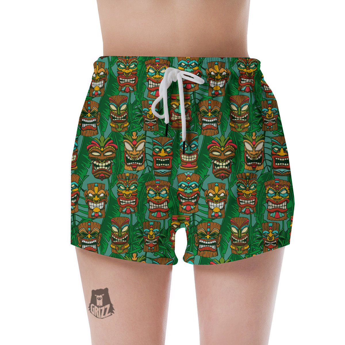 Tiki Hawaiian Print Pattern Women's Shorts-grizzshop