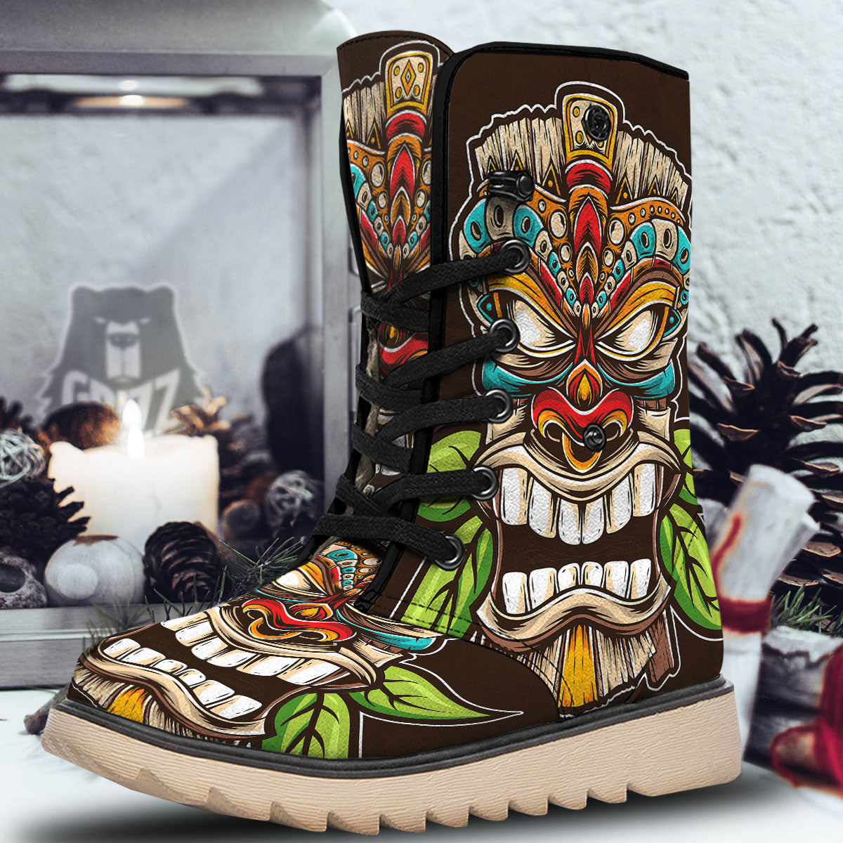 Tiki Hawaiian Print Snow Boots-grizzshop