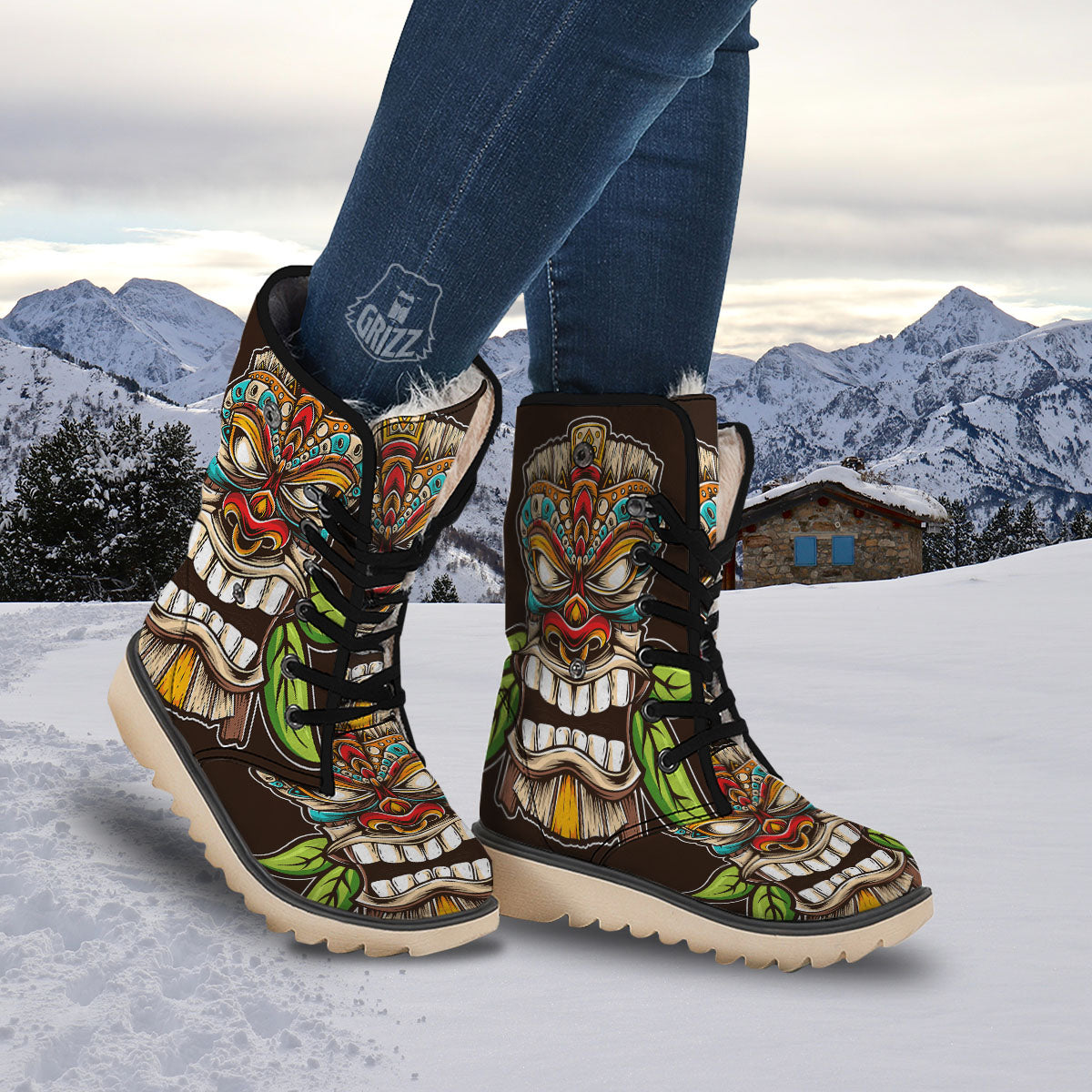 Tiki Hawaiian Print Snow Boots-grizzshop