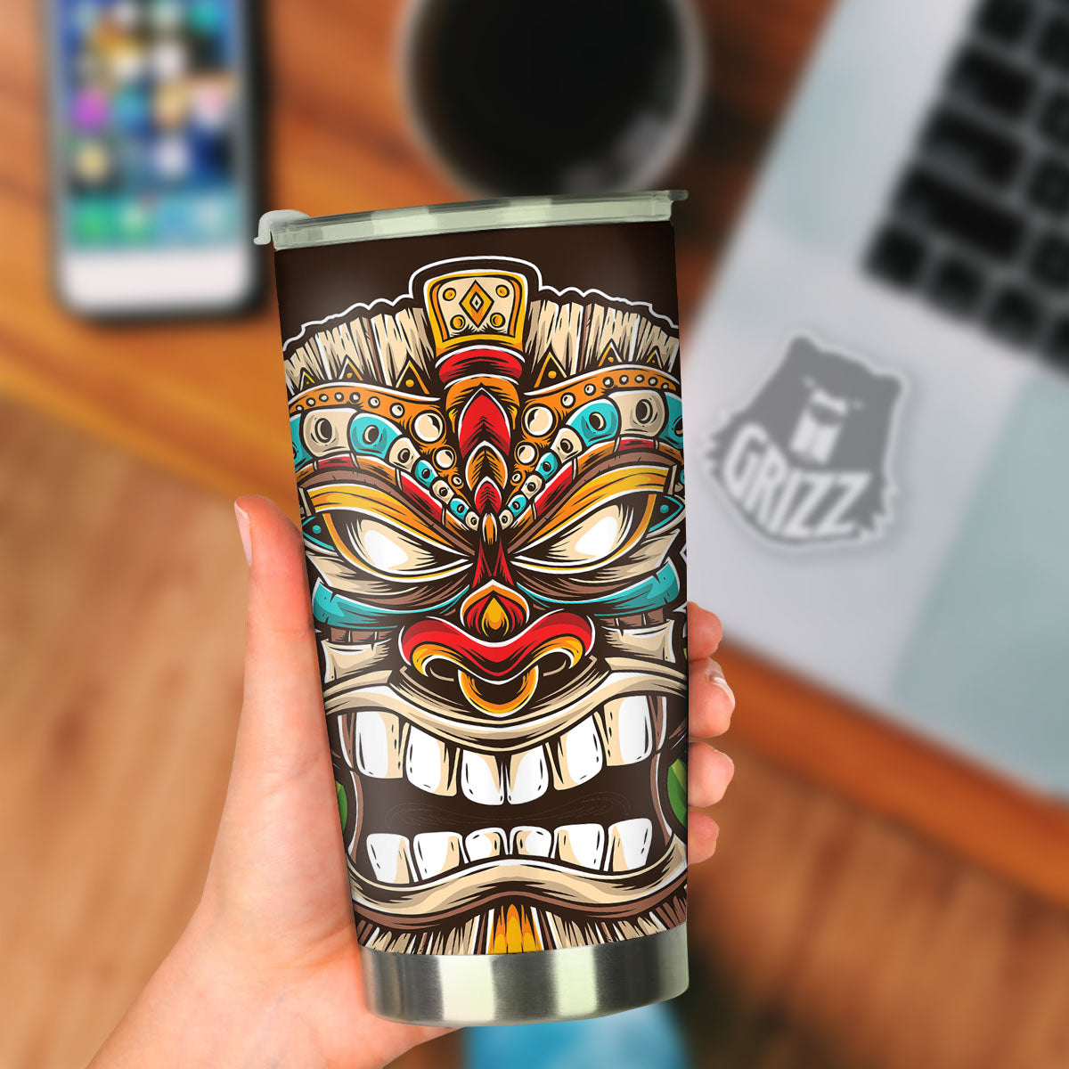 Tiki Hawaiian Print Tumbler-grizzshop