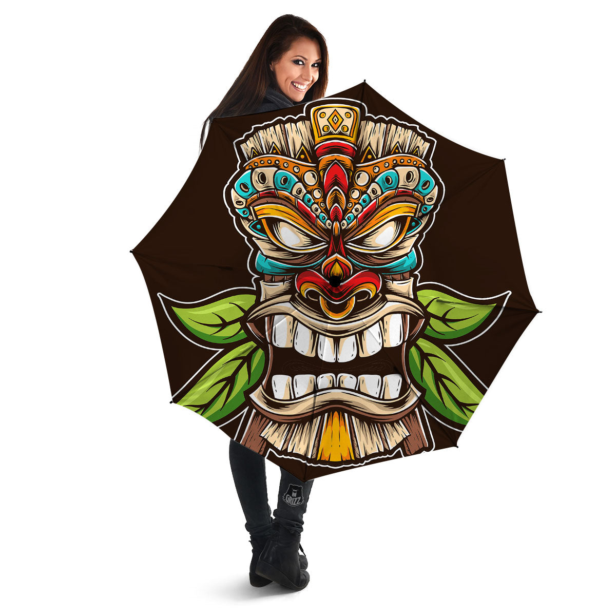 Tiki Hawaiian Print Umbrella-grizzshop
