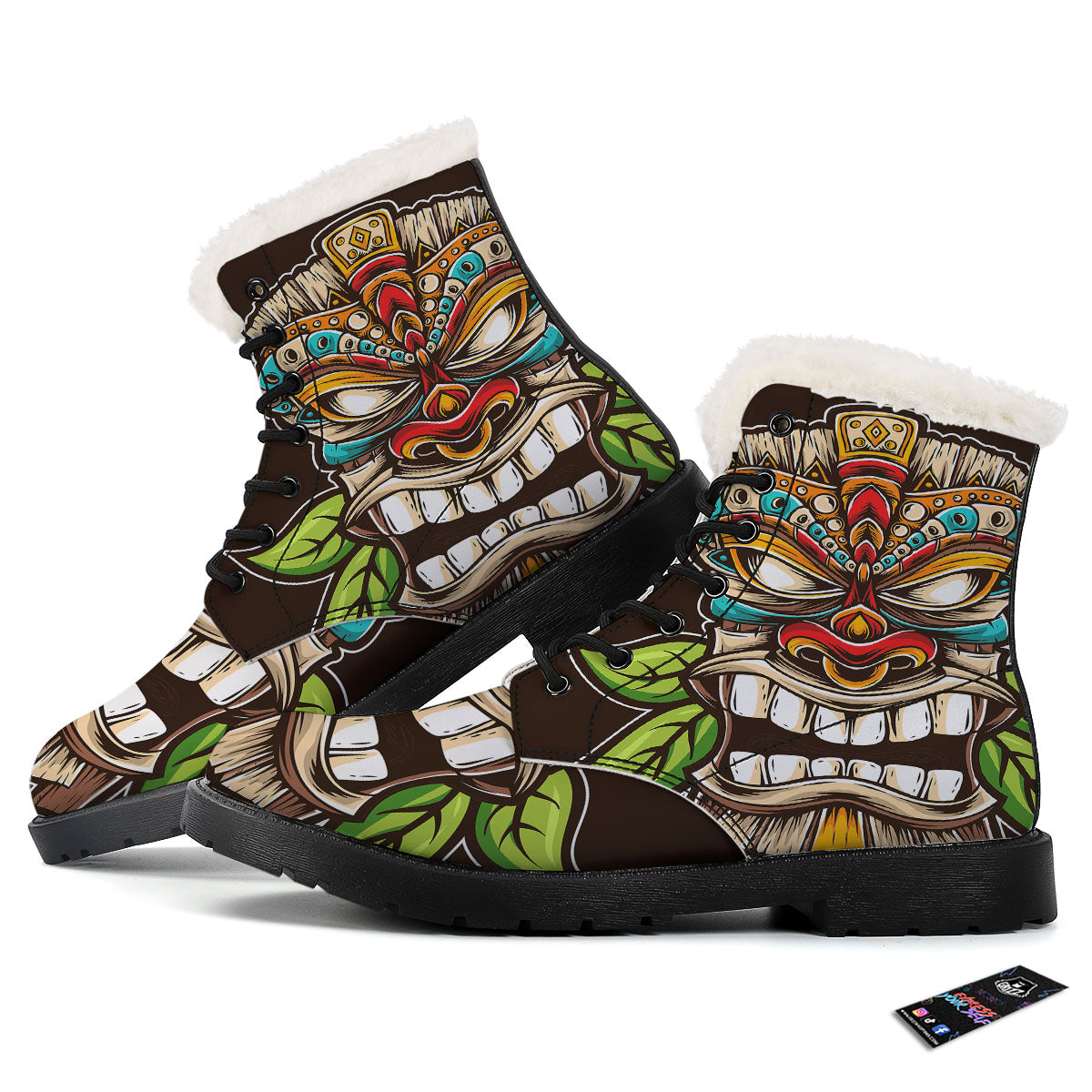 Tiki Hawaiian Print Winter Boots-grizzshop