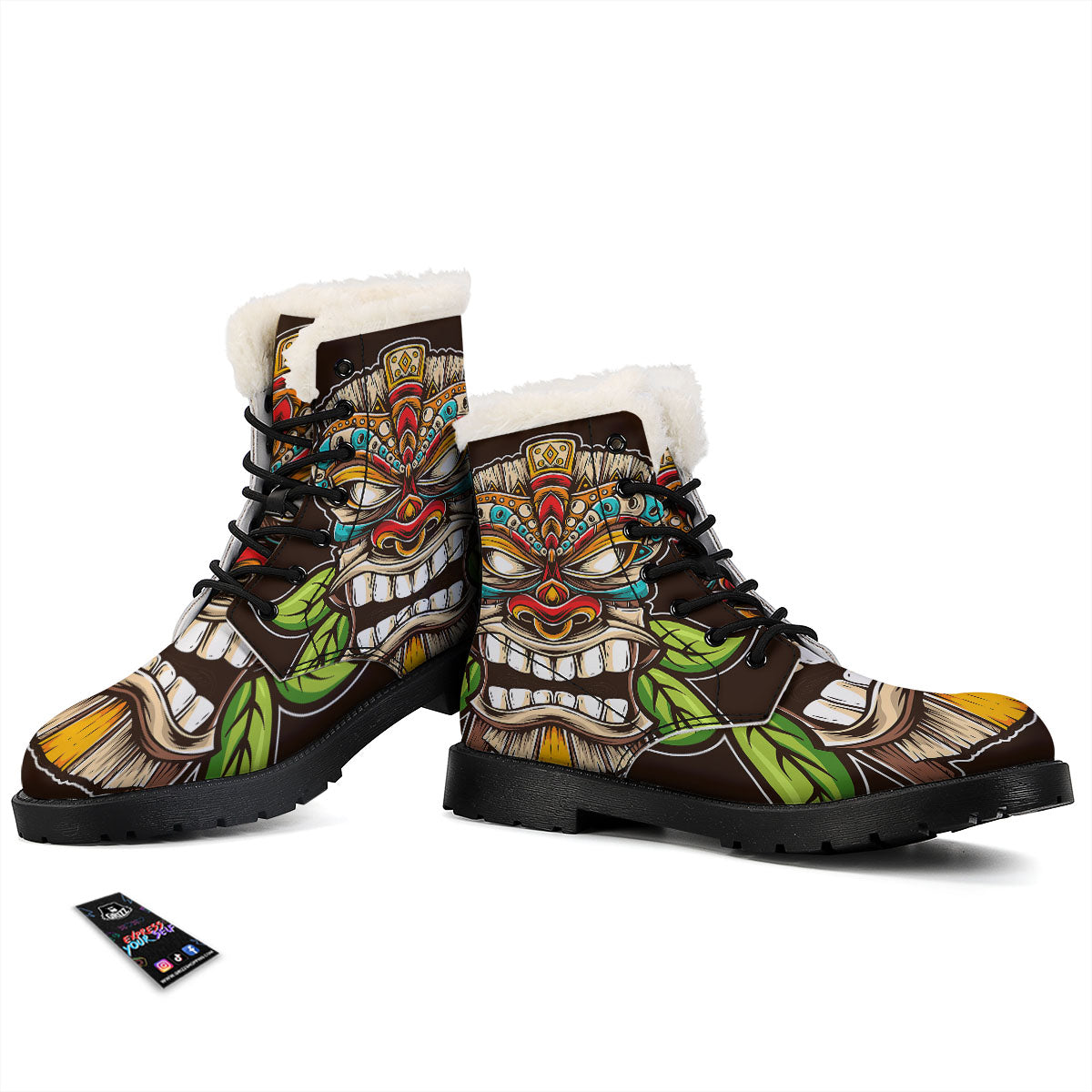 Tiki Hawaiian Print Winter Boots-grizzshop