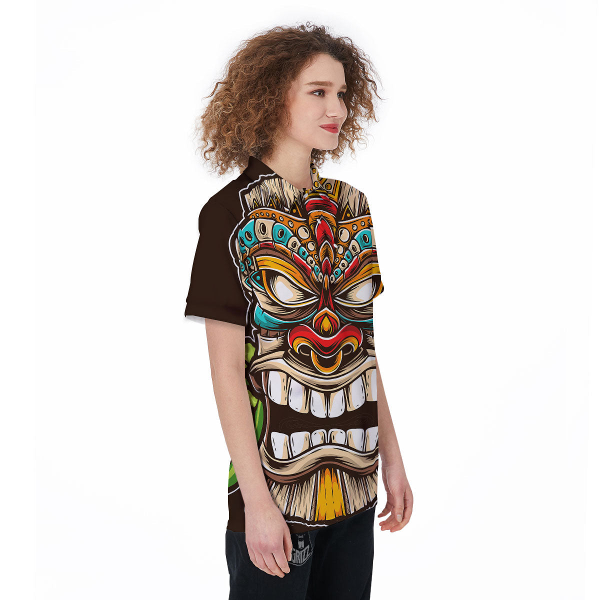 Tiki Hawaiian Print Women's Golf Shirts-grizzshop