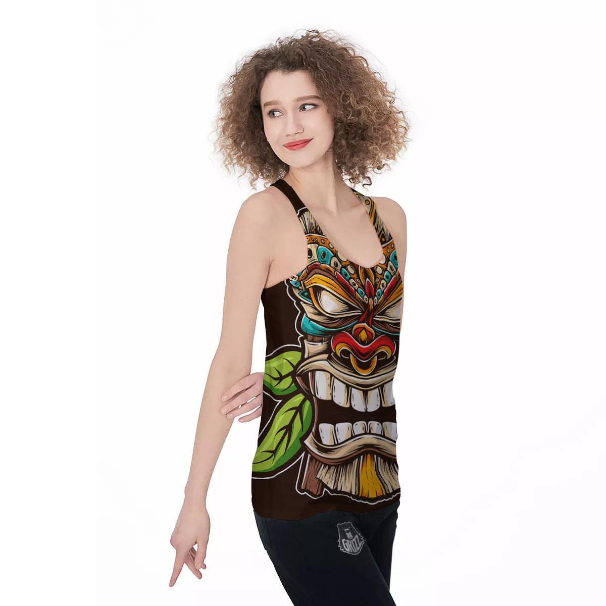 Tiki Hawaiian Print Women's Racerback Tank Top-grizzshop