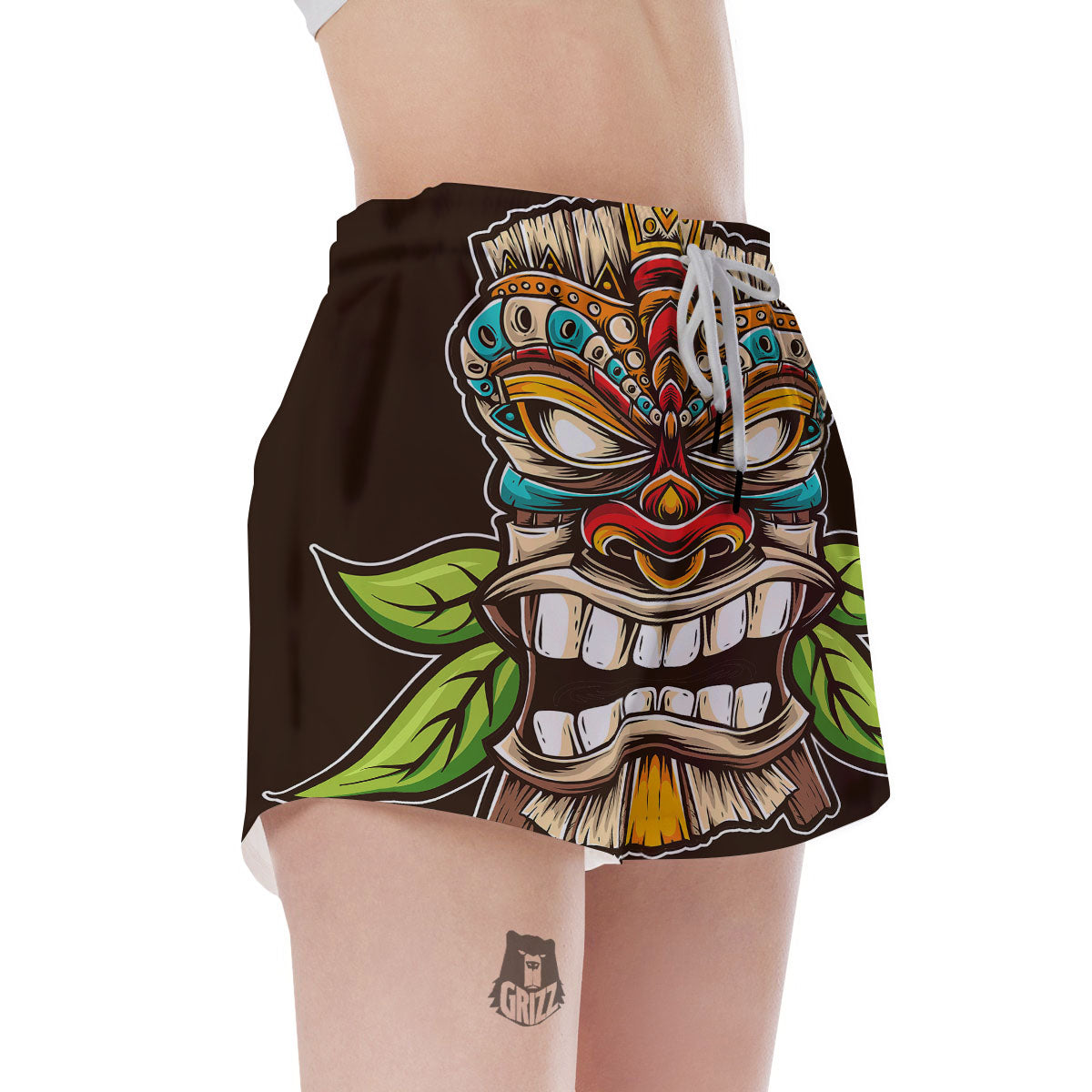 Tiki Hawaiian Print Women's Shorts-grizzshop