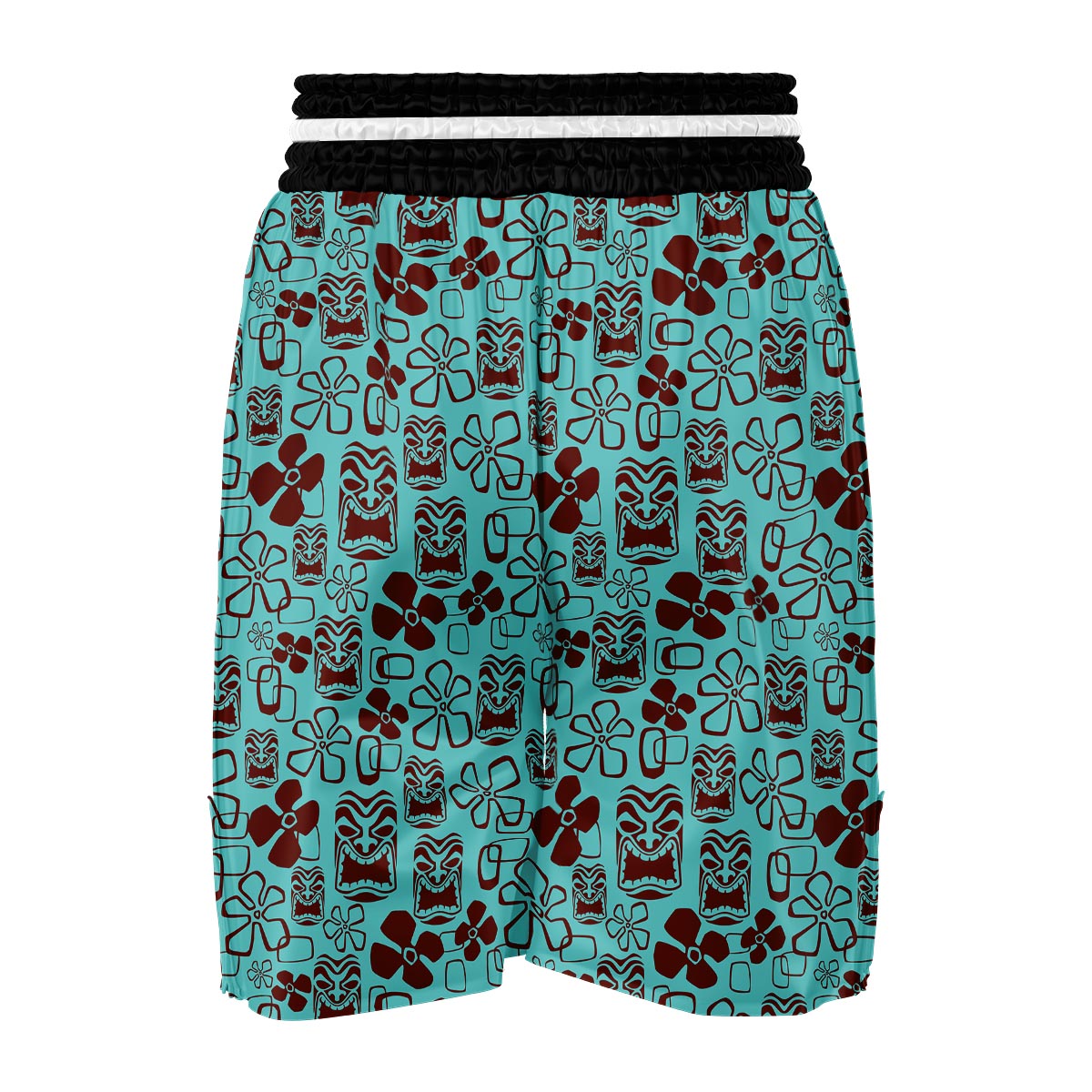 Tiki Hibiscus Pattern Print Boxing Shorts-grizzshop