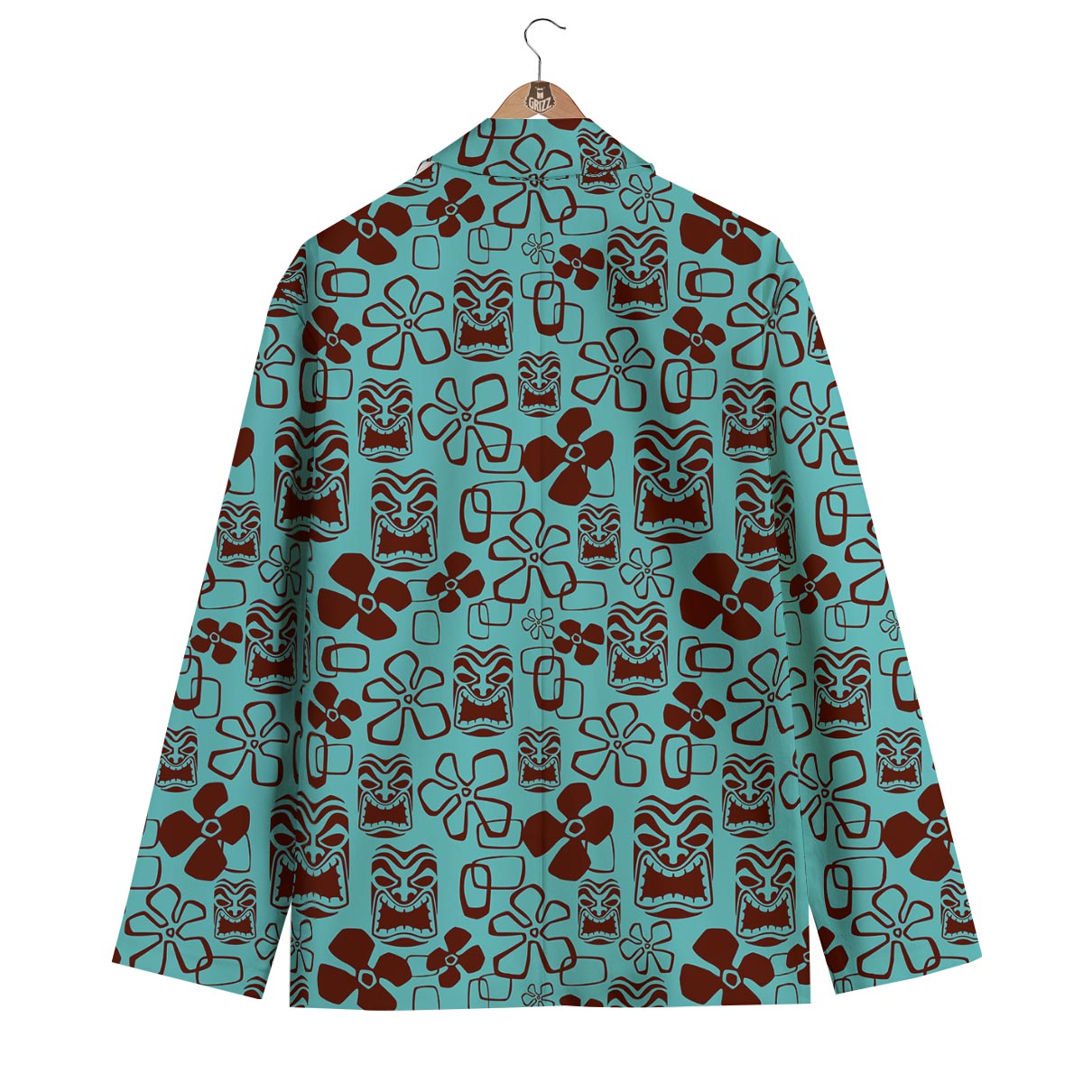 Tiki Hibiscus Pattern Print Men's Blazer-grizzshop