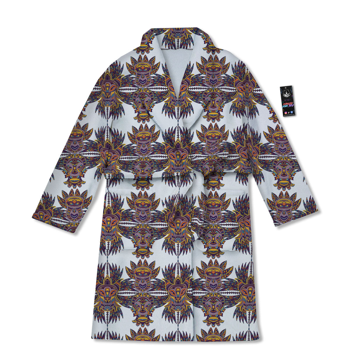 Tiki Mask Ornament Print Pattern Bathrobe-grizzshop