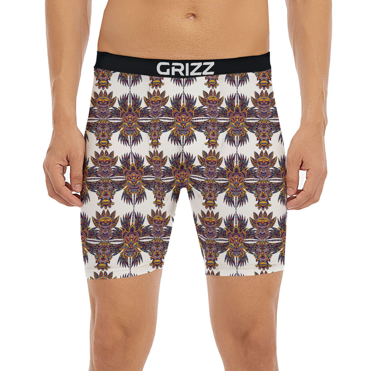Tiki Mask Ornament Print Pattern Boxer Briefs-grizzshop