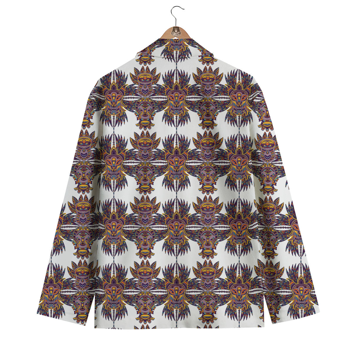 Tiki Mask Ornament Print Pattern Men's Blazer-grizzshop