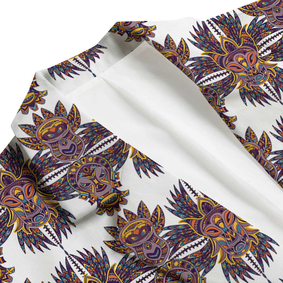 Tiki Mask Ornament Print Pattern Men's Blazer-grizzshop