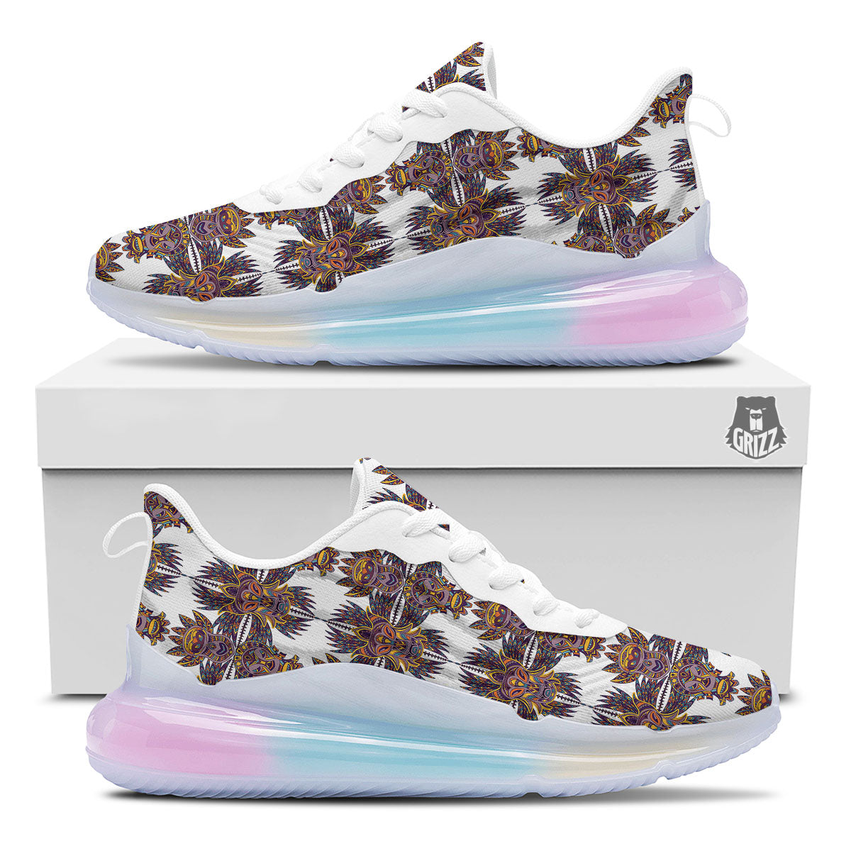 Tiki Mask Ornament Print Pattern Running Sneakers-grizzshop