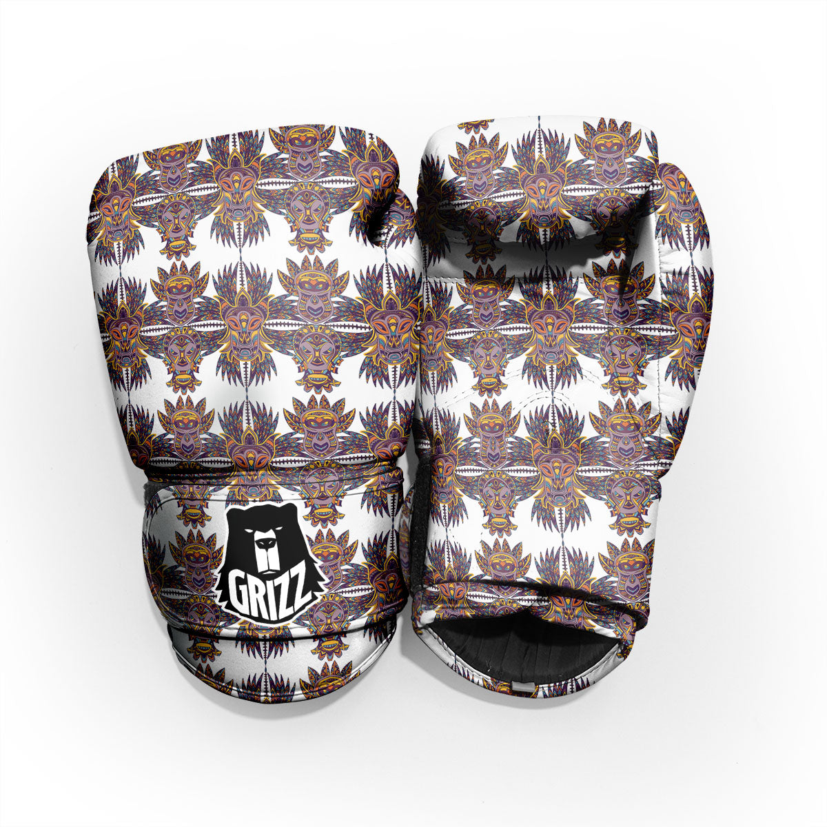 Tiki Mask Ornament Print Pattern Pro Boxing Glove