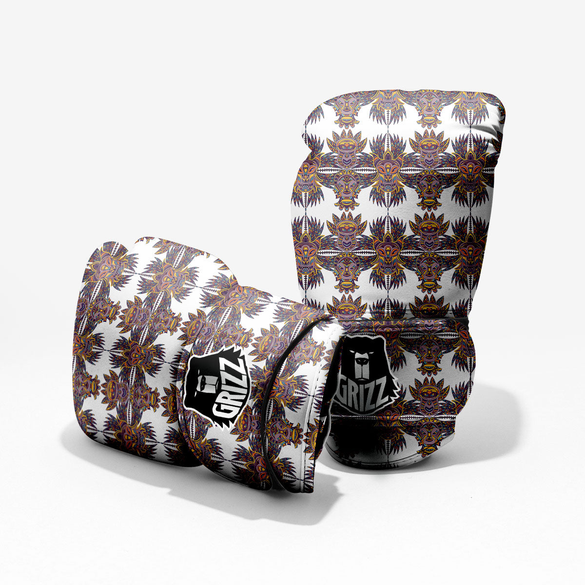 Tiki Mask Ornament Print Pattern Pro Boxing Glove