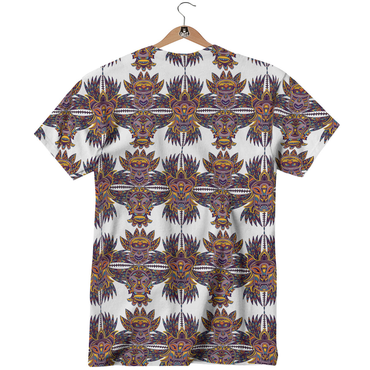 Tiki Mask Ornament Print Pattern T-Shirt-grizzshop