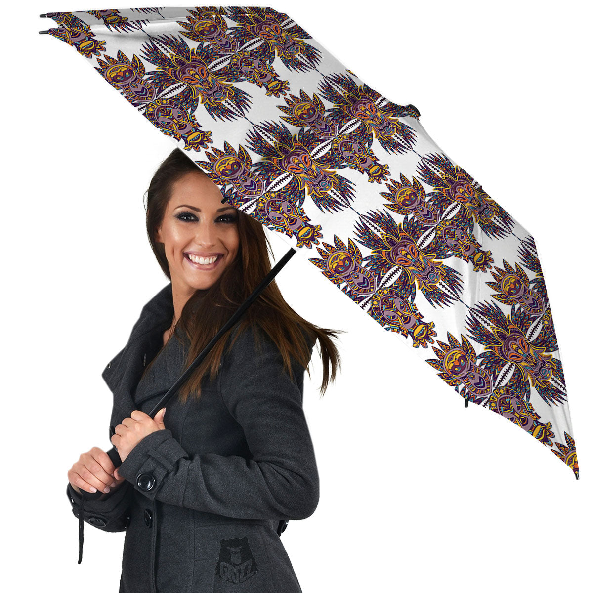 Tiki Mask Ornament Print Pattern Umbrella-grizzshop