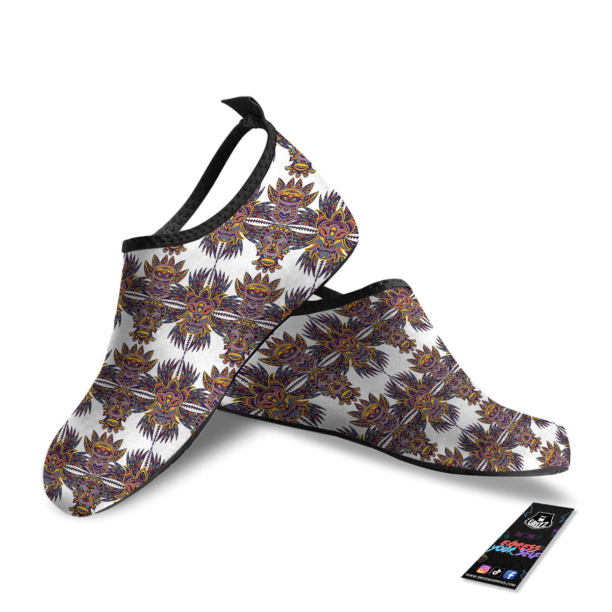Tiki Mask Ornament Print Pattern Water Shoes-grizzshop