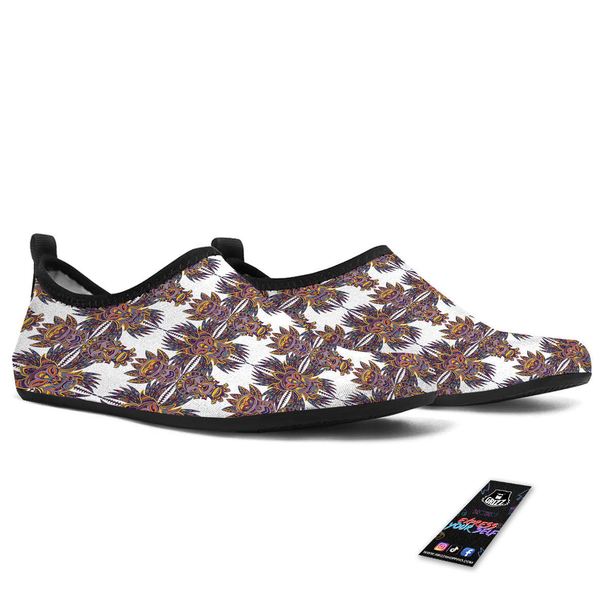Tiki Mask Ornament Print Pattern Water Shoes-grizzshop