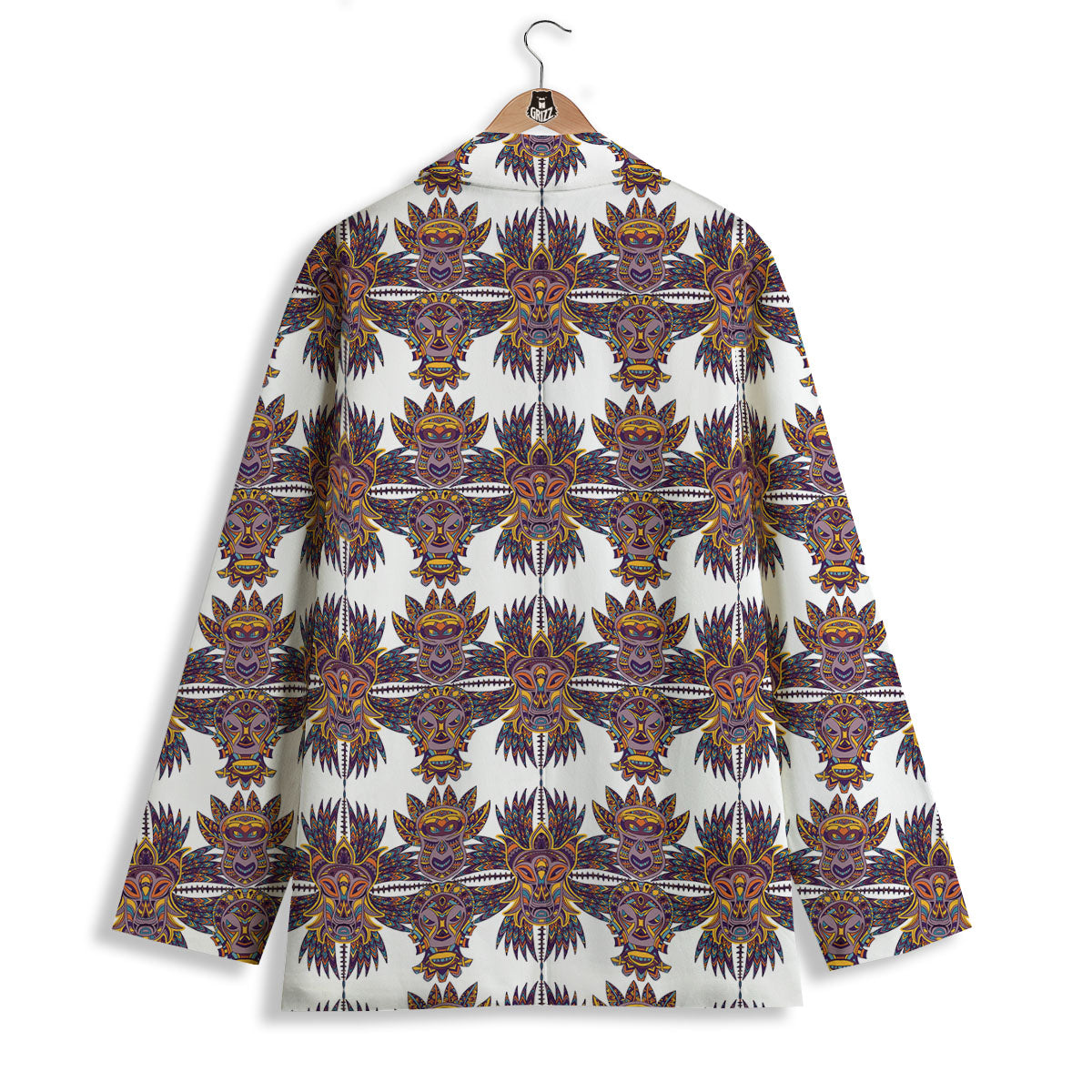 Tiki Mask Ornament Print Pattern Women's Blazer-grizzshop