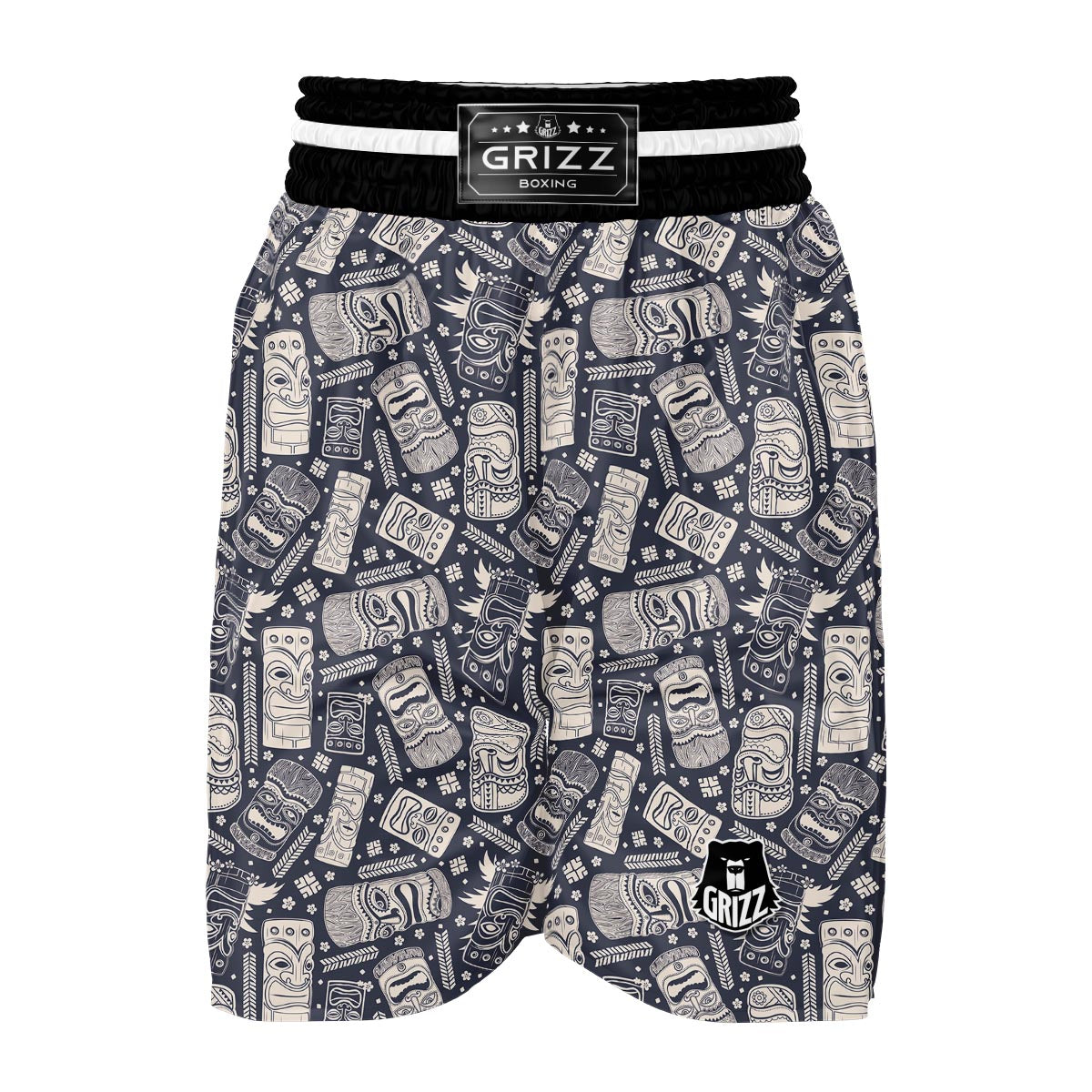 Tiki Pattern Print Boxing Shorts-grizzshop