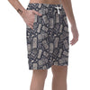 Tiki Pattern Print Men's Shorts-grizzshop