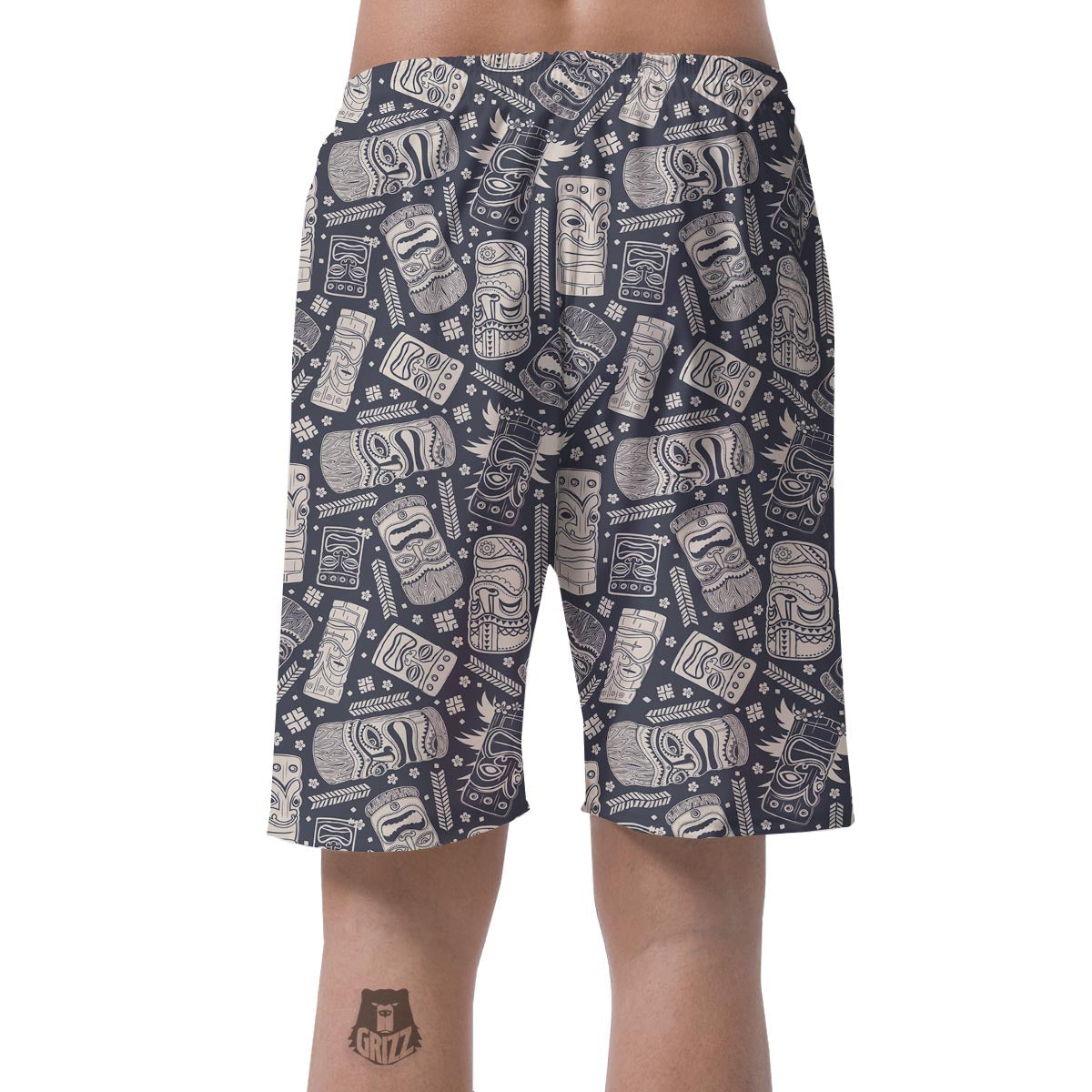 Tiki Pattern Print Men's Shorts-grizzshop