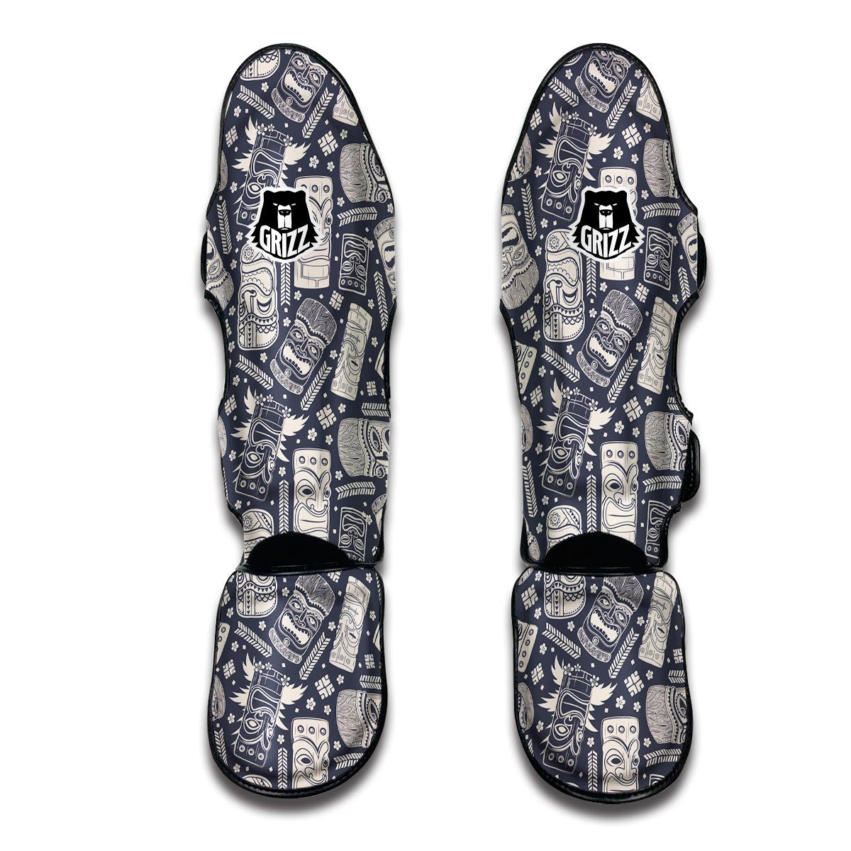 Tiki Pattern Print Muay Thai Shin Guards-grizzshop