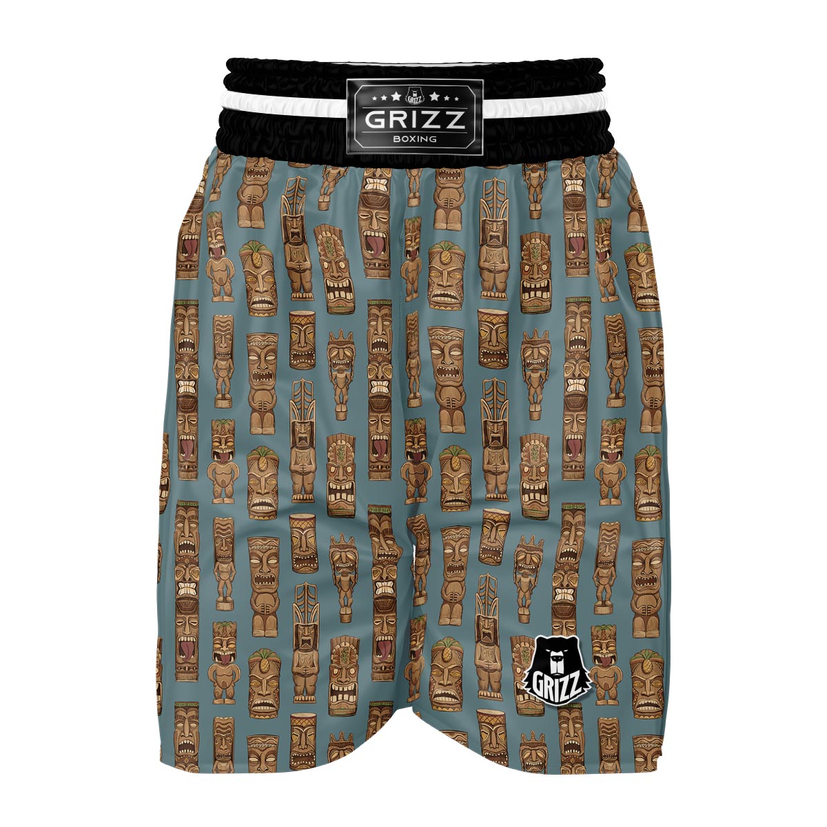 Tiki Print Pattern Boxing Shorts-grizzshop