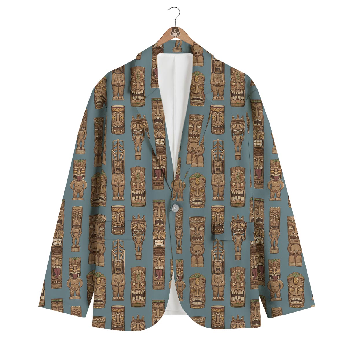 Tiki Print Pattern Men's Blazer-grizzshop