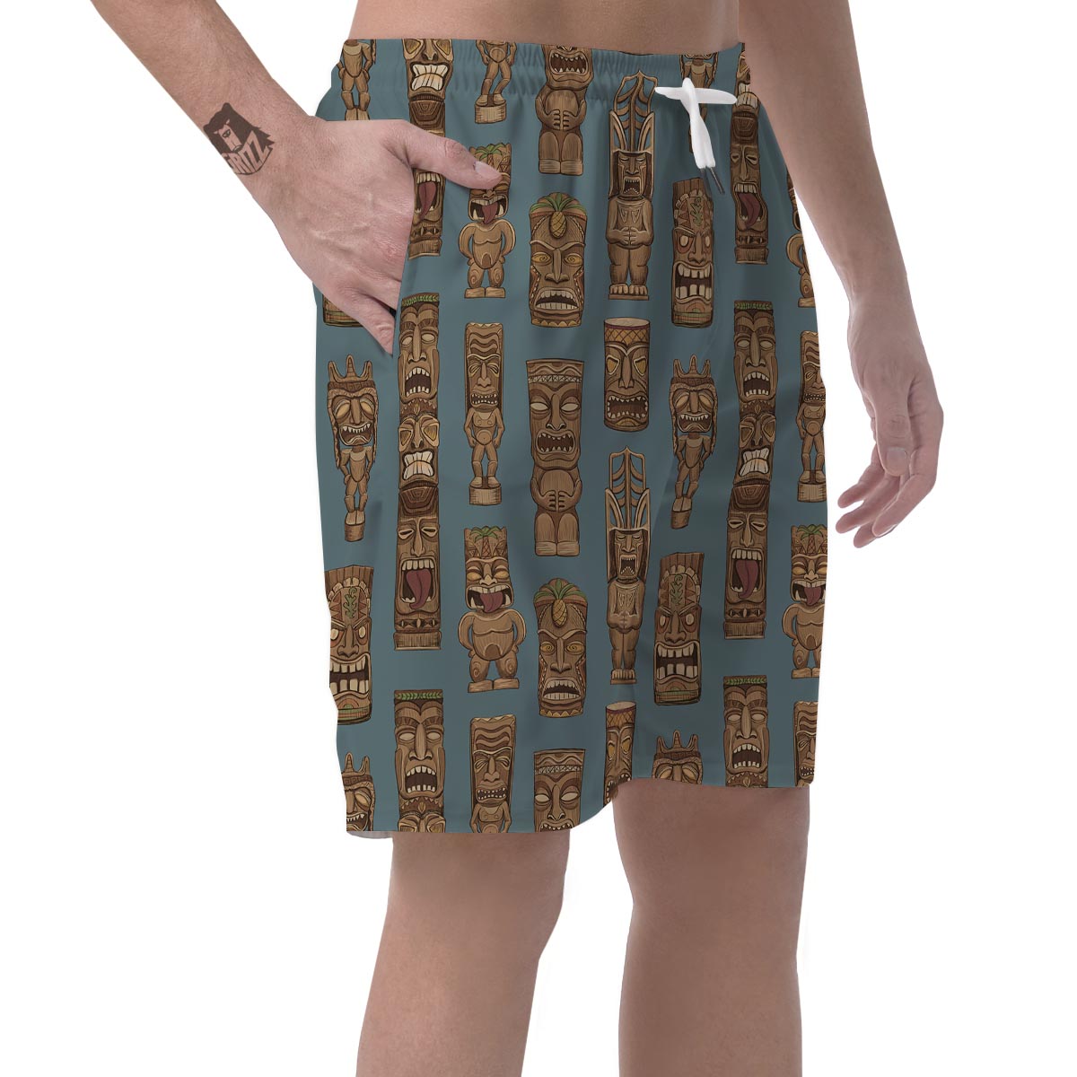 Tiki Print Pattern Men's Shorts-grizzshop