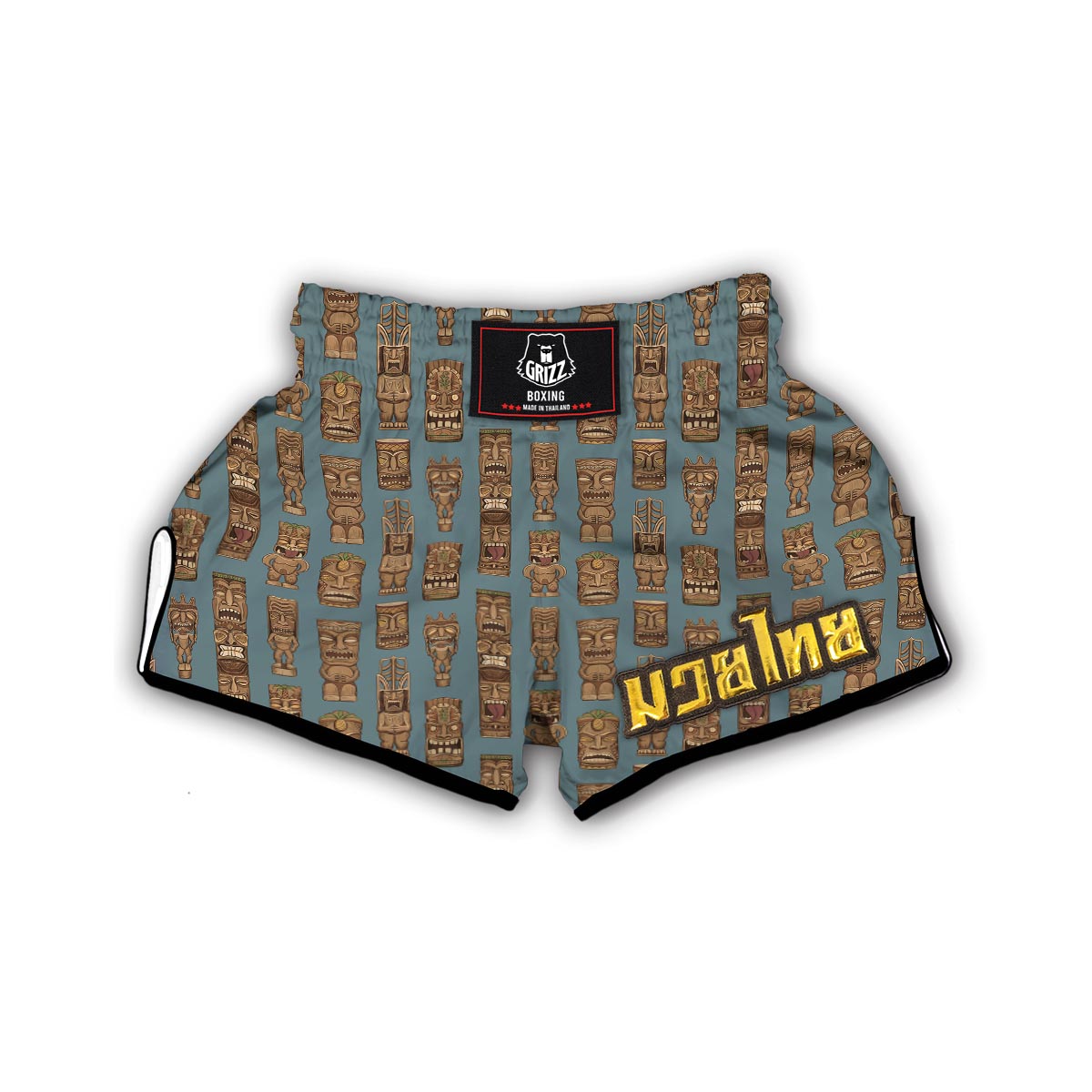 Tiki Print Pattern Muay Thai Boxing Shorts-grizzshop