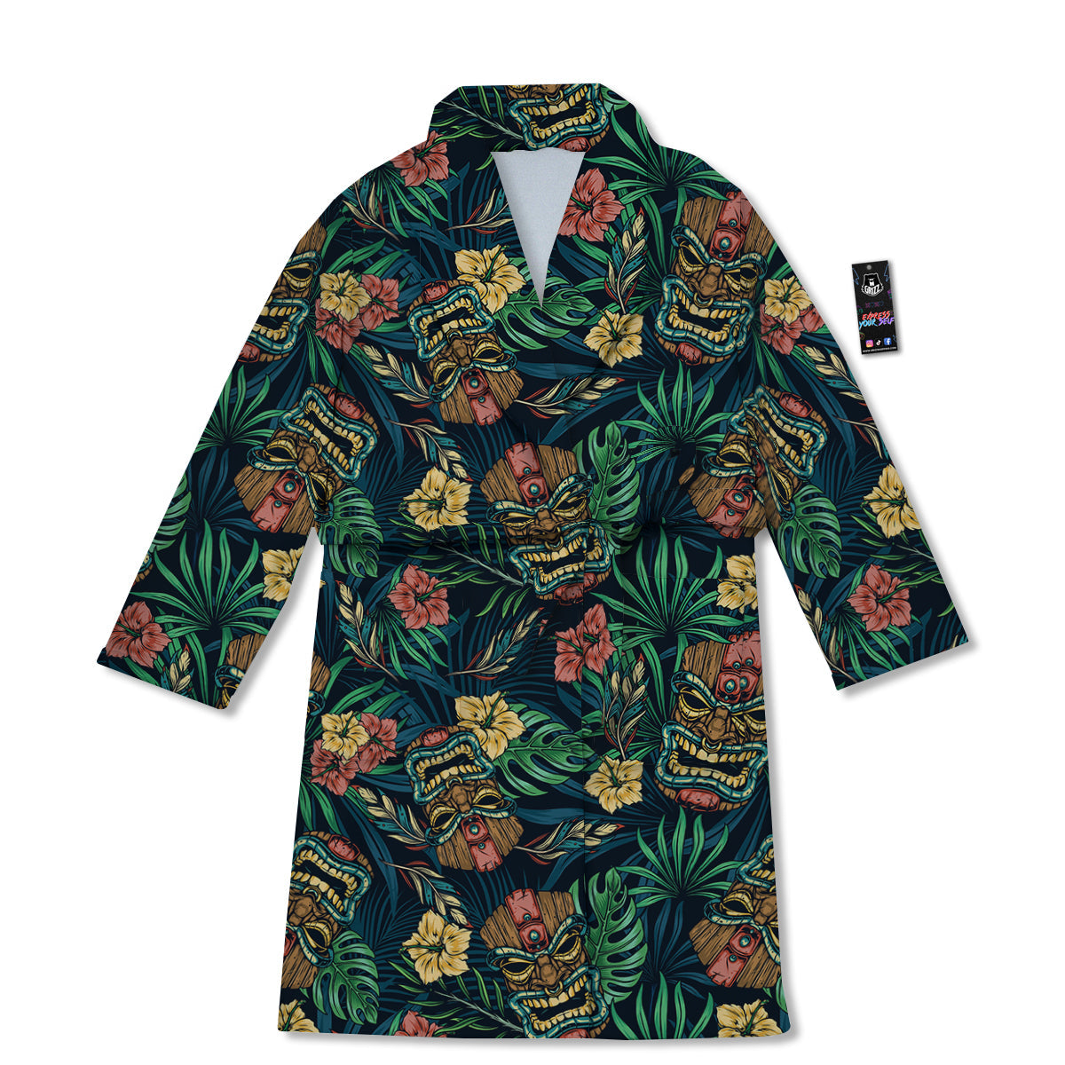 Tiki Tropical Print Pattern Bathrobe-grizzshop