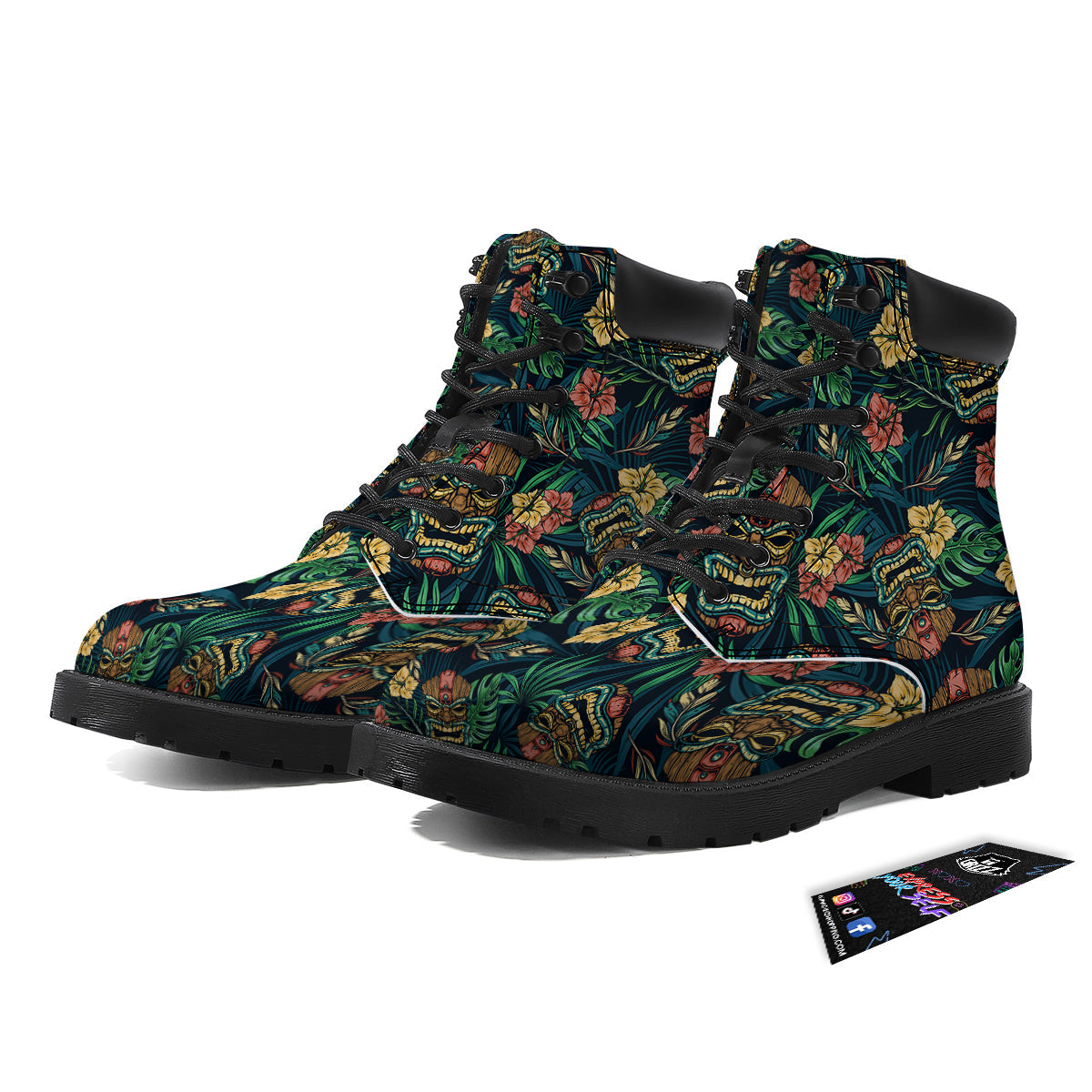Tiki Tropical Print Pattern Boots-grizzshop