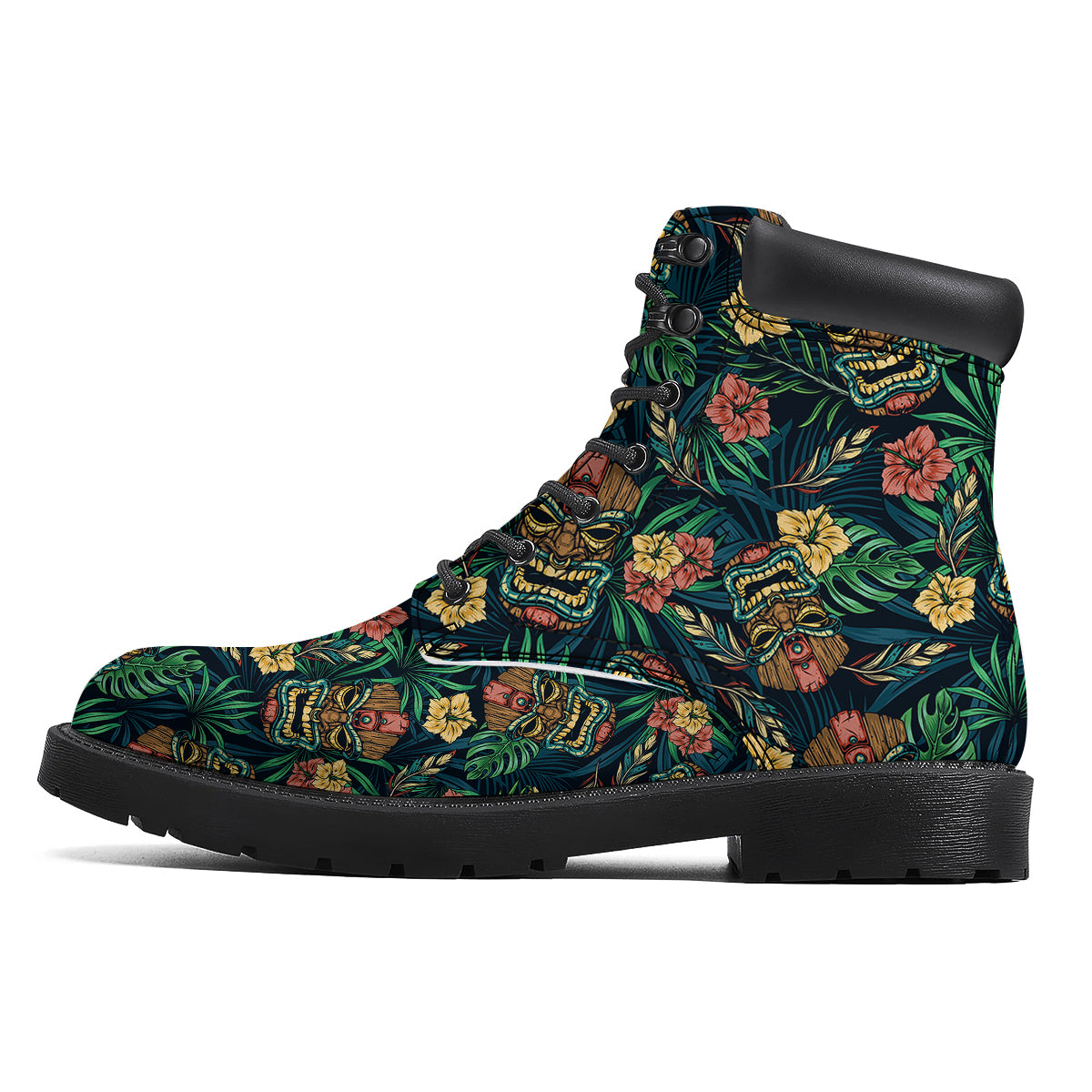 Tiki Tropical Print Pattern Boots-grizzshop