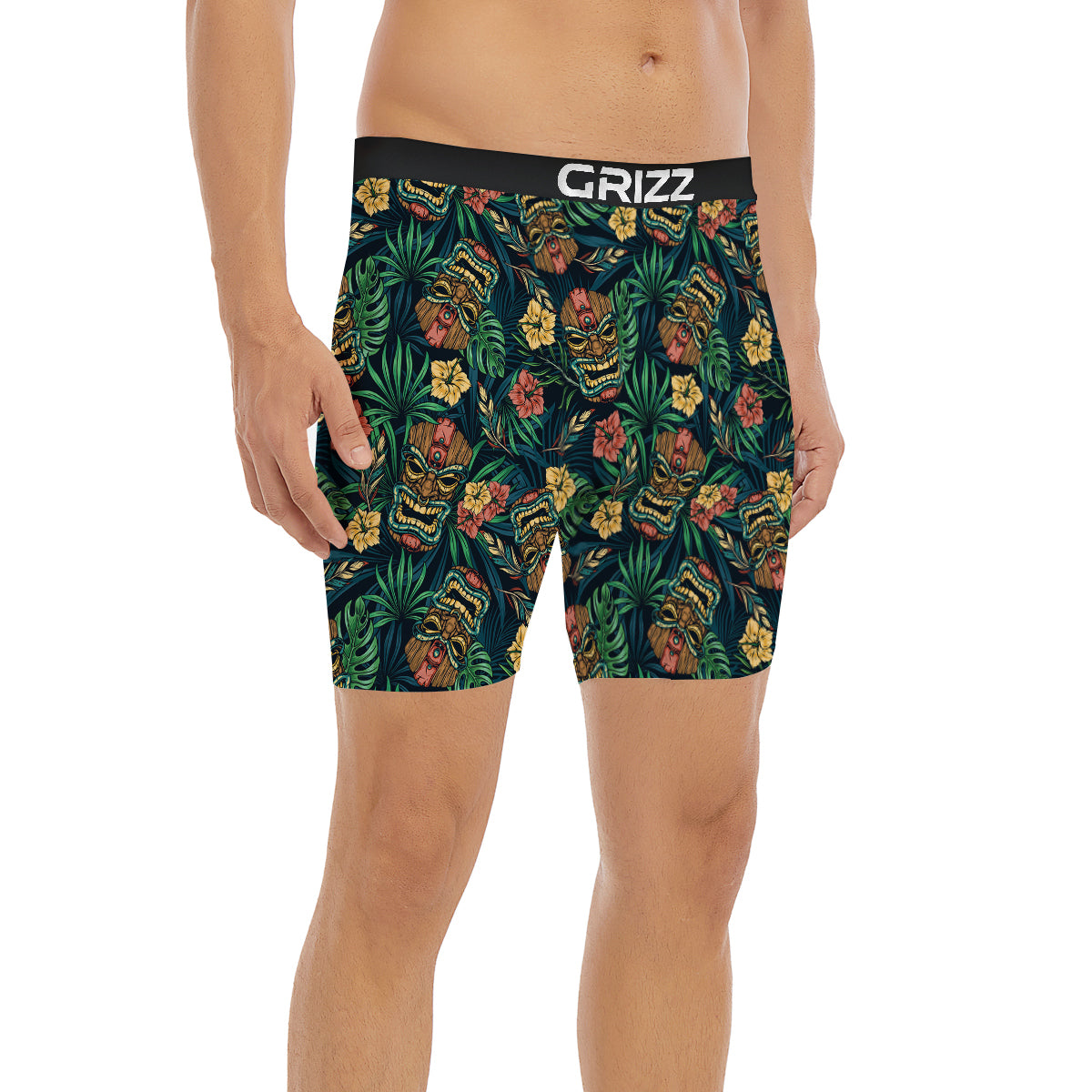 Tiki Tropical Print Pattern Boxer Briefs-grizzshop