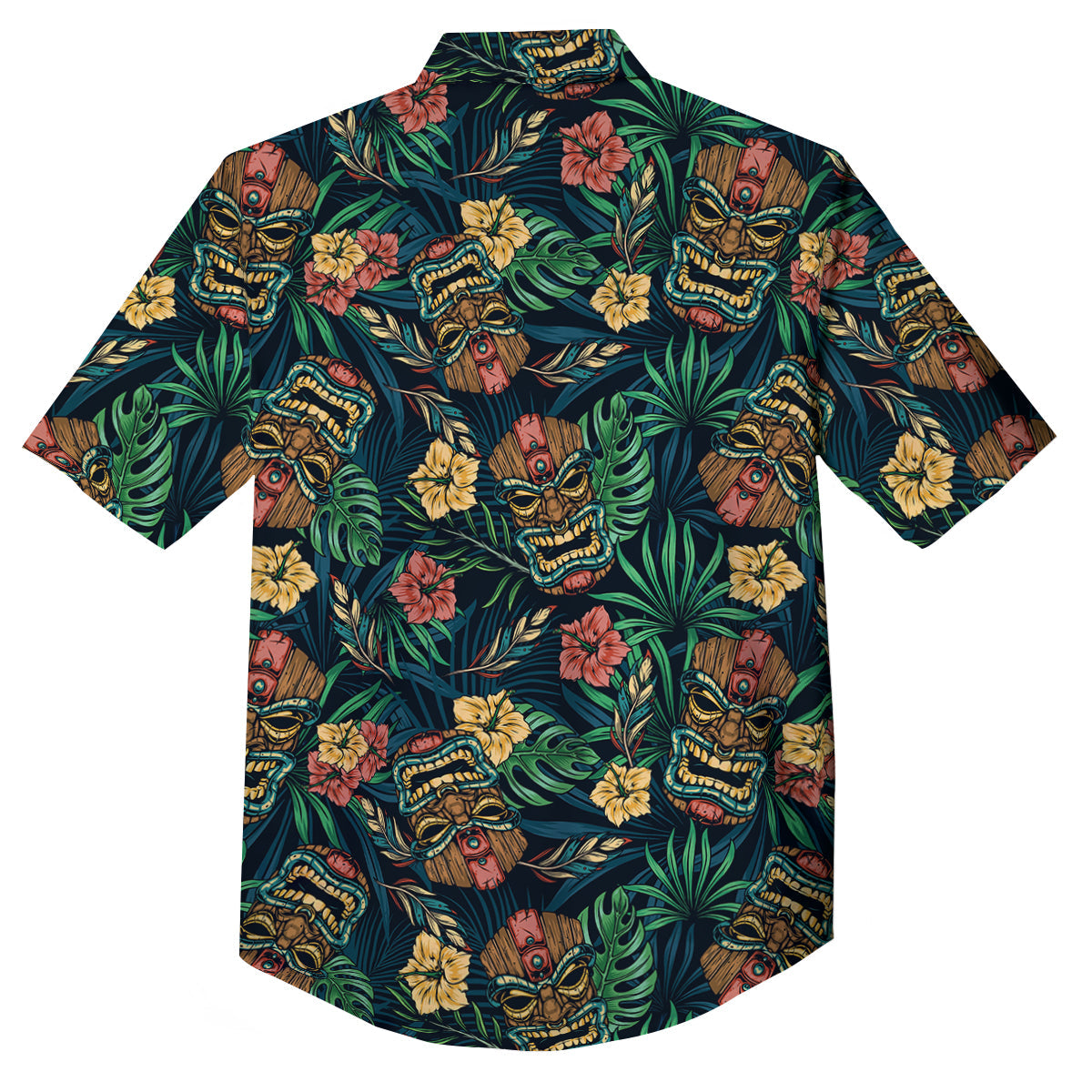 Tiki Tropical Print Pattern Button Up Shirt-grizzshop
