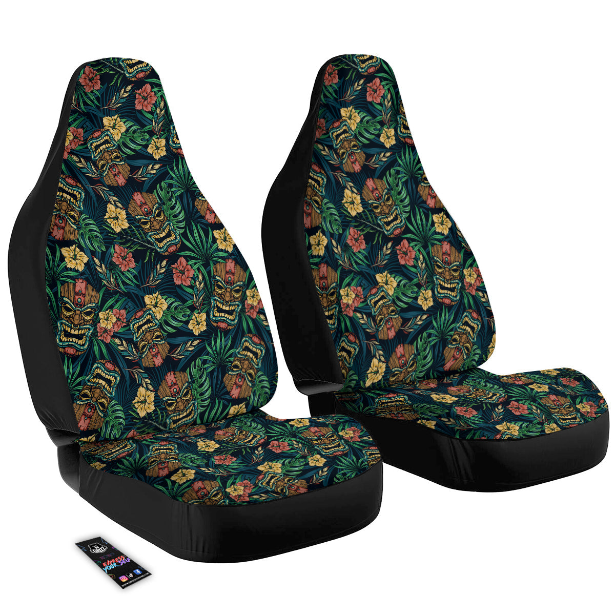 Tiki Tropical Print Pattern Car Seat Covers-grizzshop