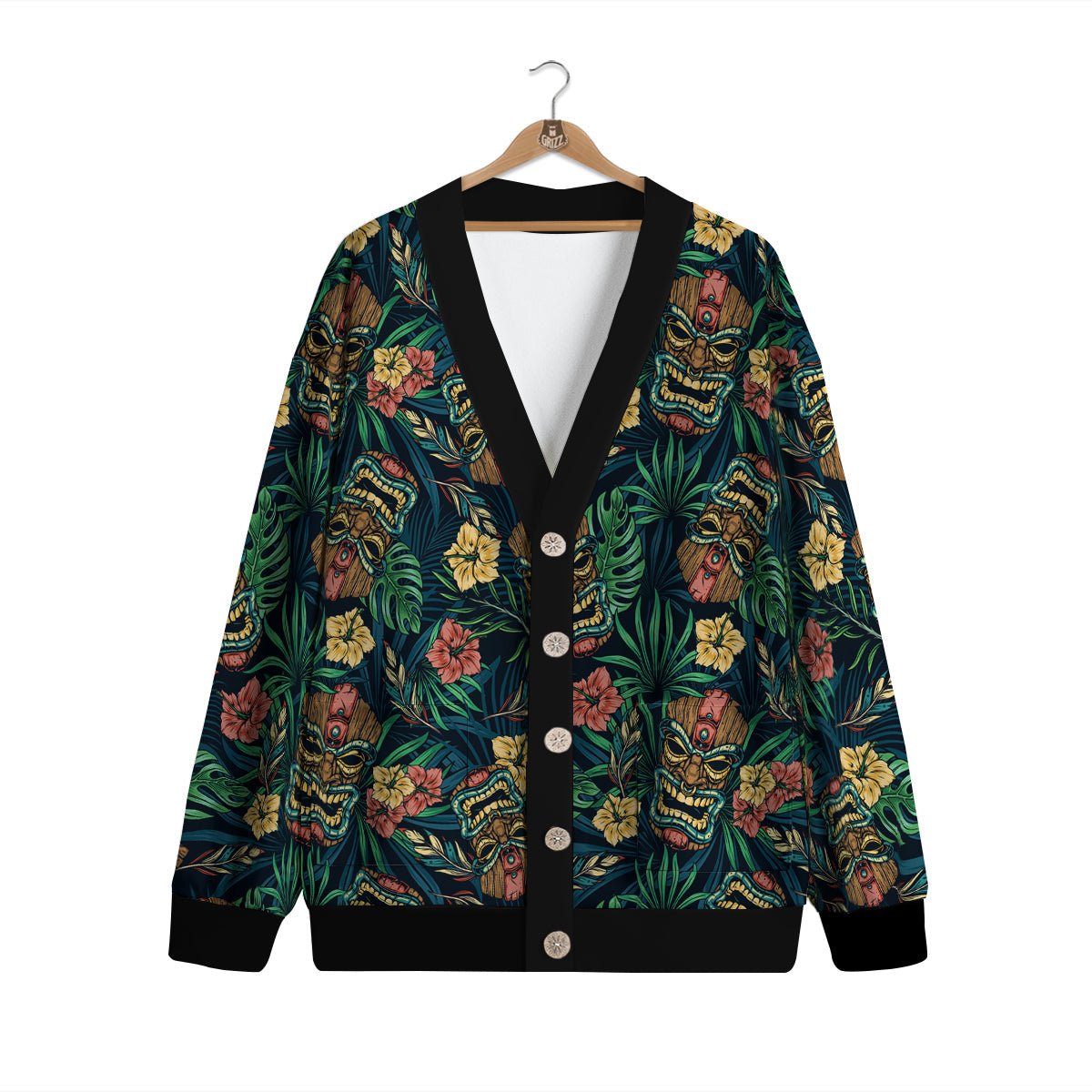 Tiki Tropical Print Pattern Cardigan-grizzshop