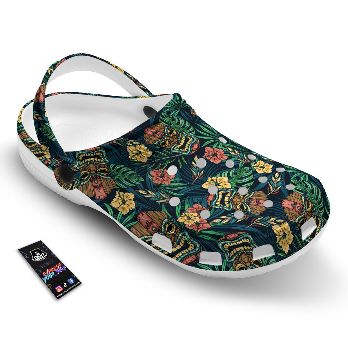 Tiki Tropical Print Pattern Clog-grizzshop