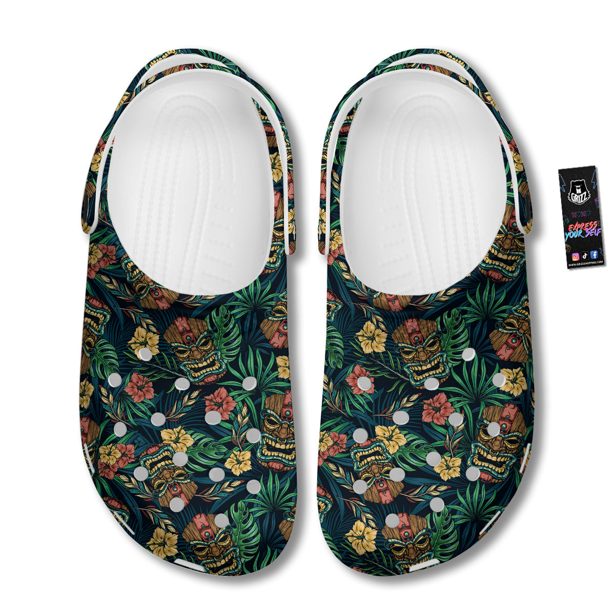 Tiki Tropical Print Pattern Clog-grizzshop